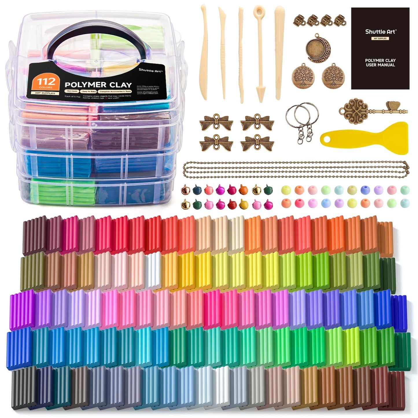 Polymer Clay Set ofenhärtend mit 112 Farben und Zubehör, Polymer Clay 112 Farben