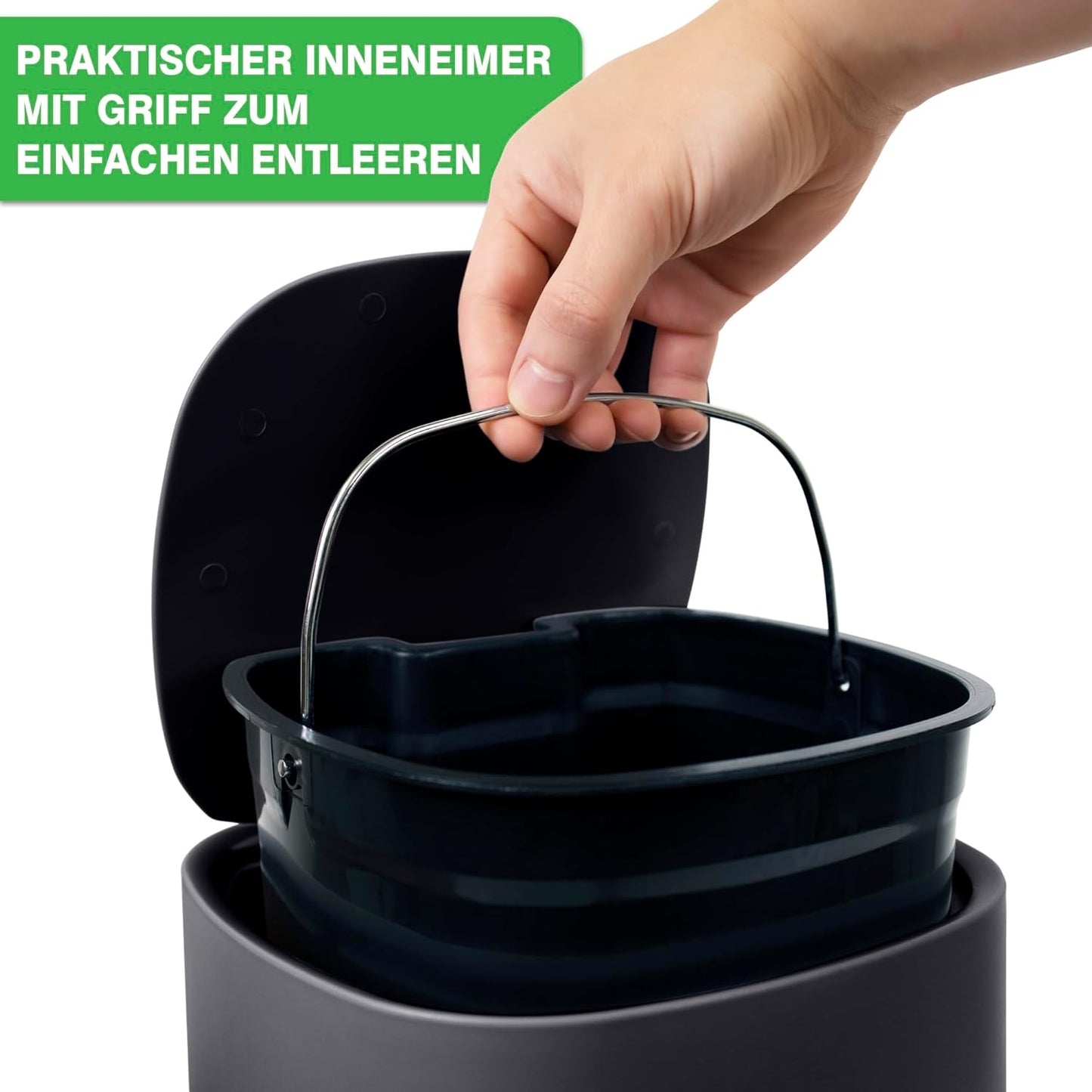 Badezimmer-Mülleimer mit Softclose-Deckel, Anthrazit