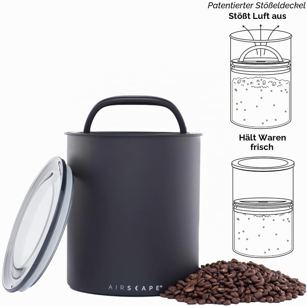 Kaffee-Aufbewahrungsdose mit luftdichtem Deckel, Schwarz