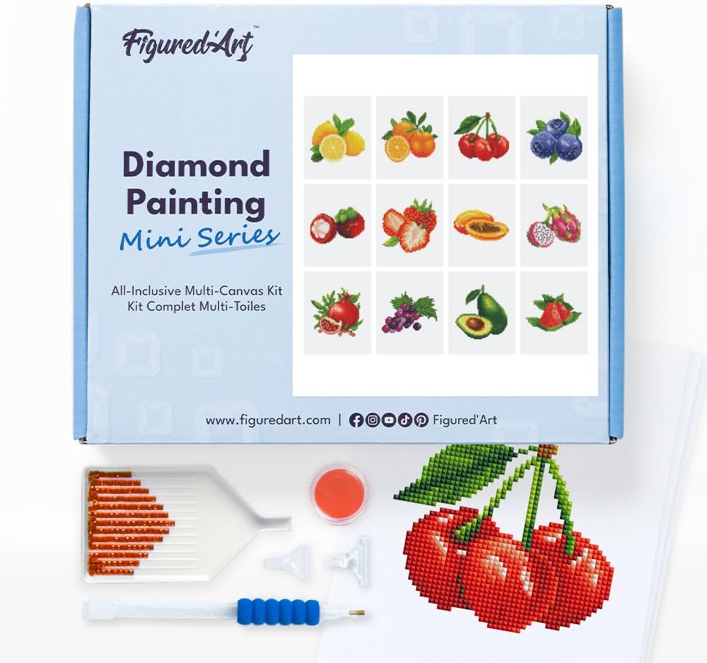 Mini Serie Diamond Painting Set mit 12 Stück, Früchte PROBLEMYOUMUSTCHECK