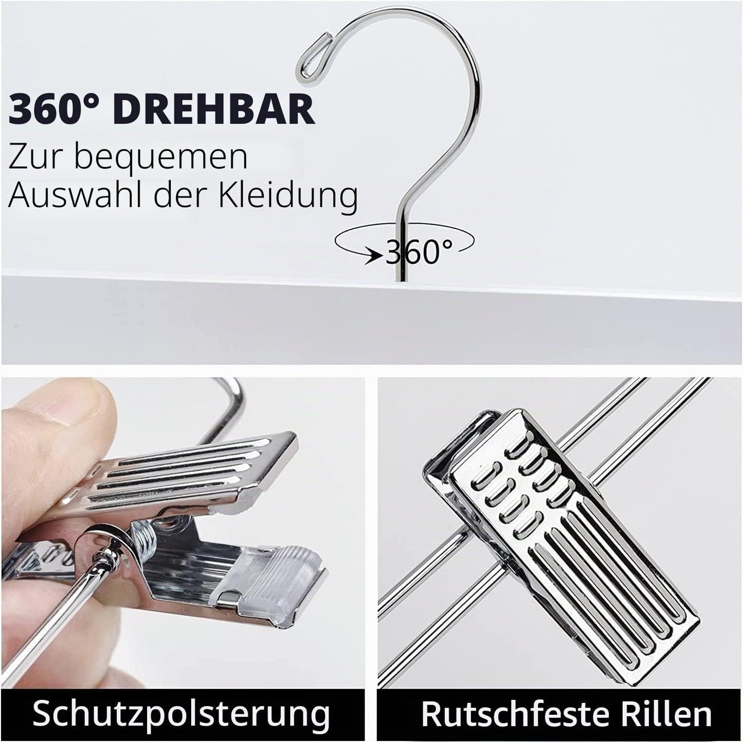 Hosenbügel mit Clips, Weiss 10