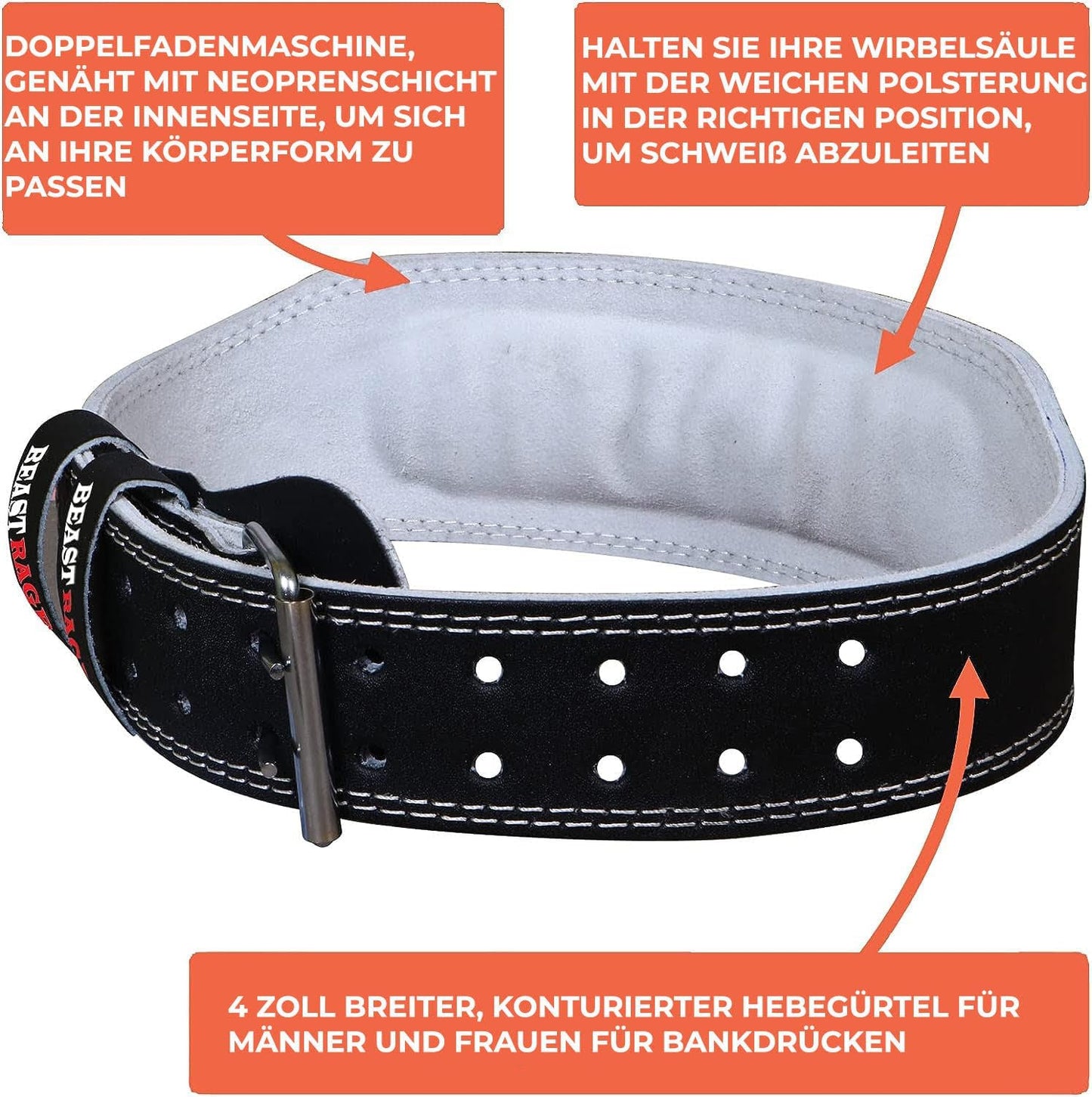 Gewichthebergürtel Leder, S Schwarz