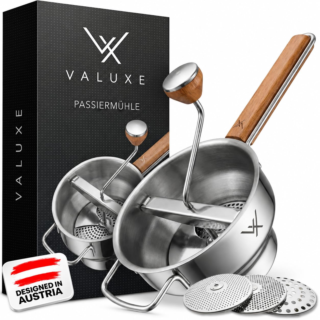 Passiermühle mit 3 Siebeinsätzen