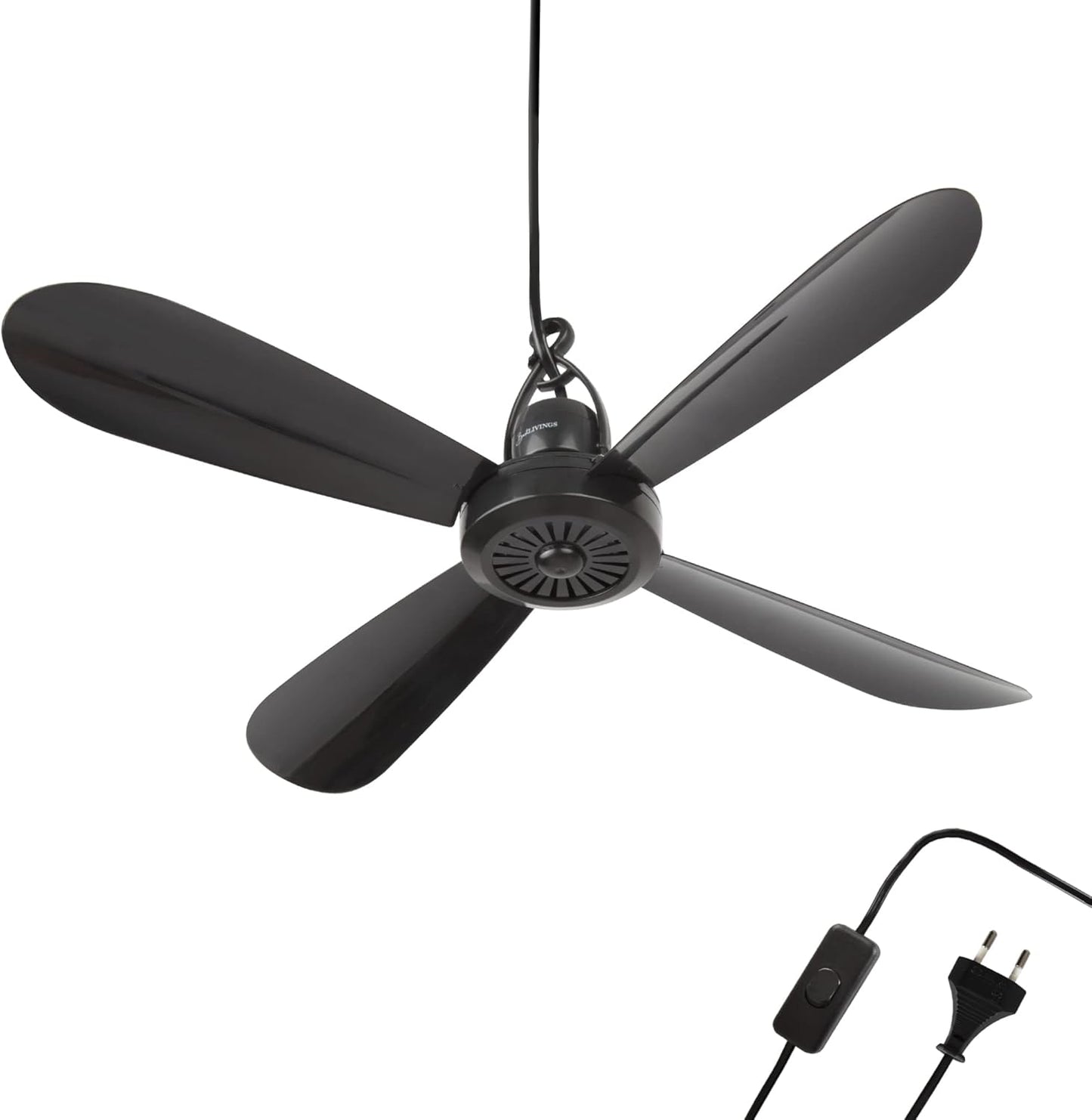 Mobiler Deckenventilator, Schwarz