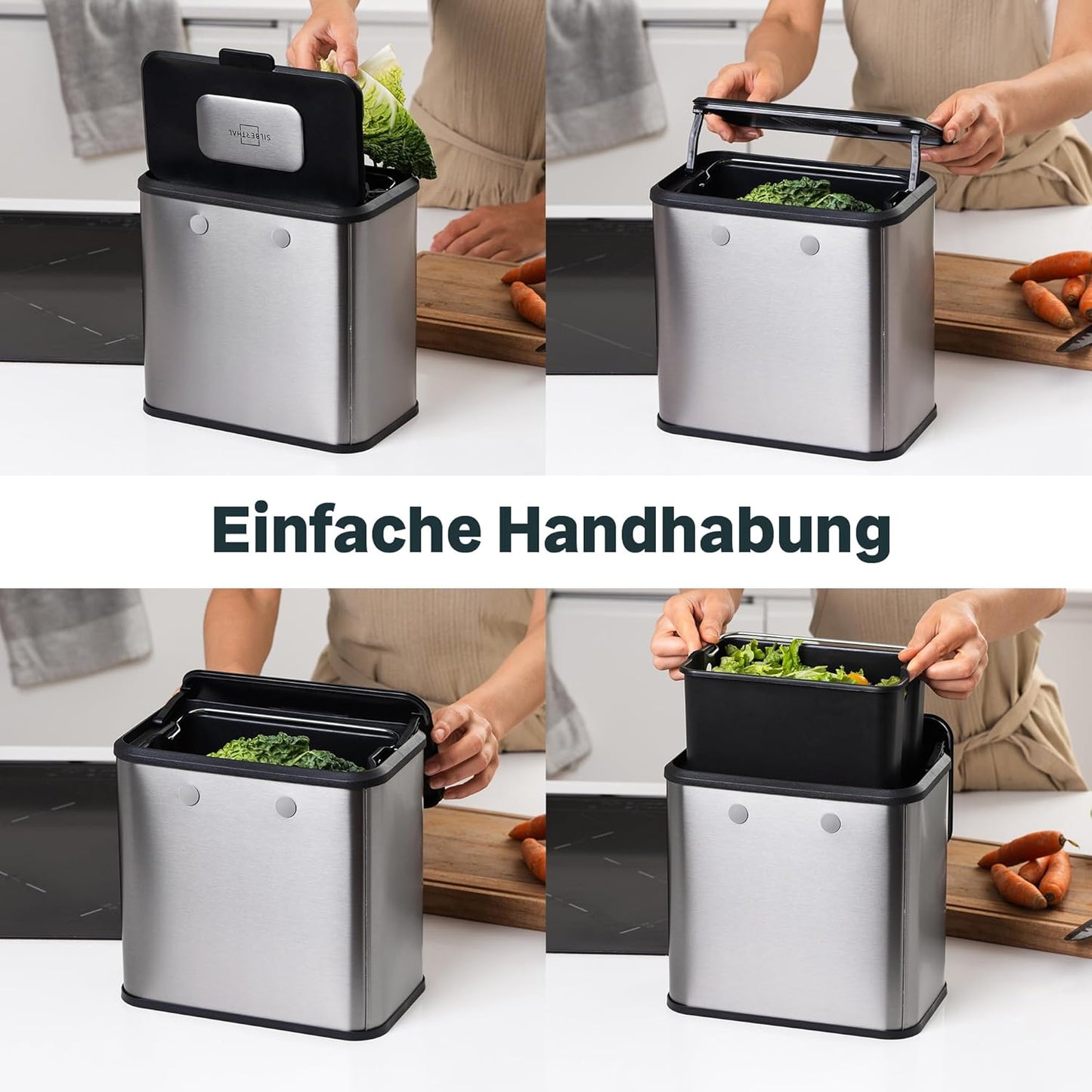 Biomülleimer mit Aktivkohlefilter, Biomülleimer 4 Liter