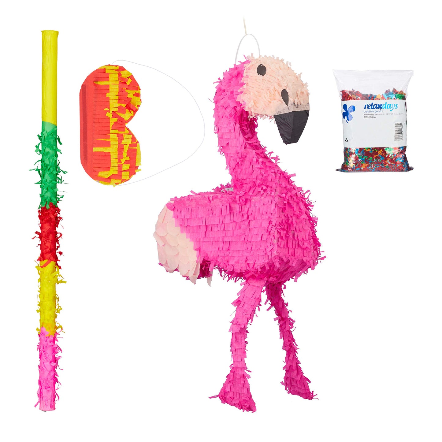 4-teiliges Flamingo-Pinata-Set, Pinata-Set XXL