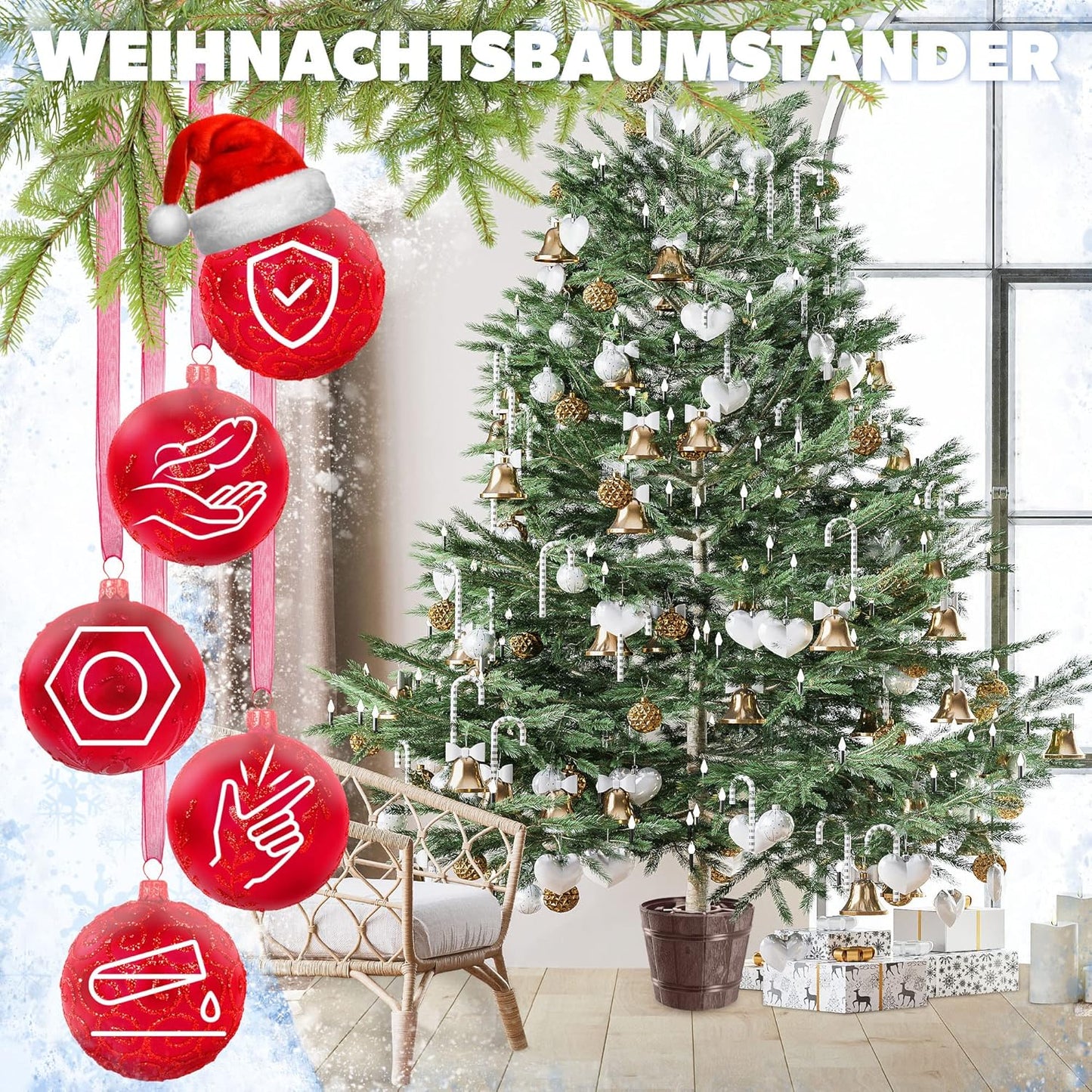 Weihnachtsbaumständer, Baumhöhe bis 280cm /Braun