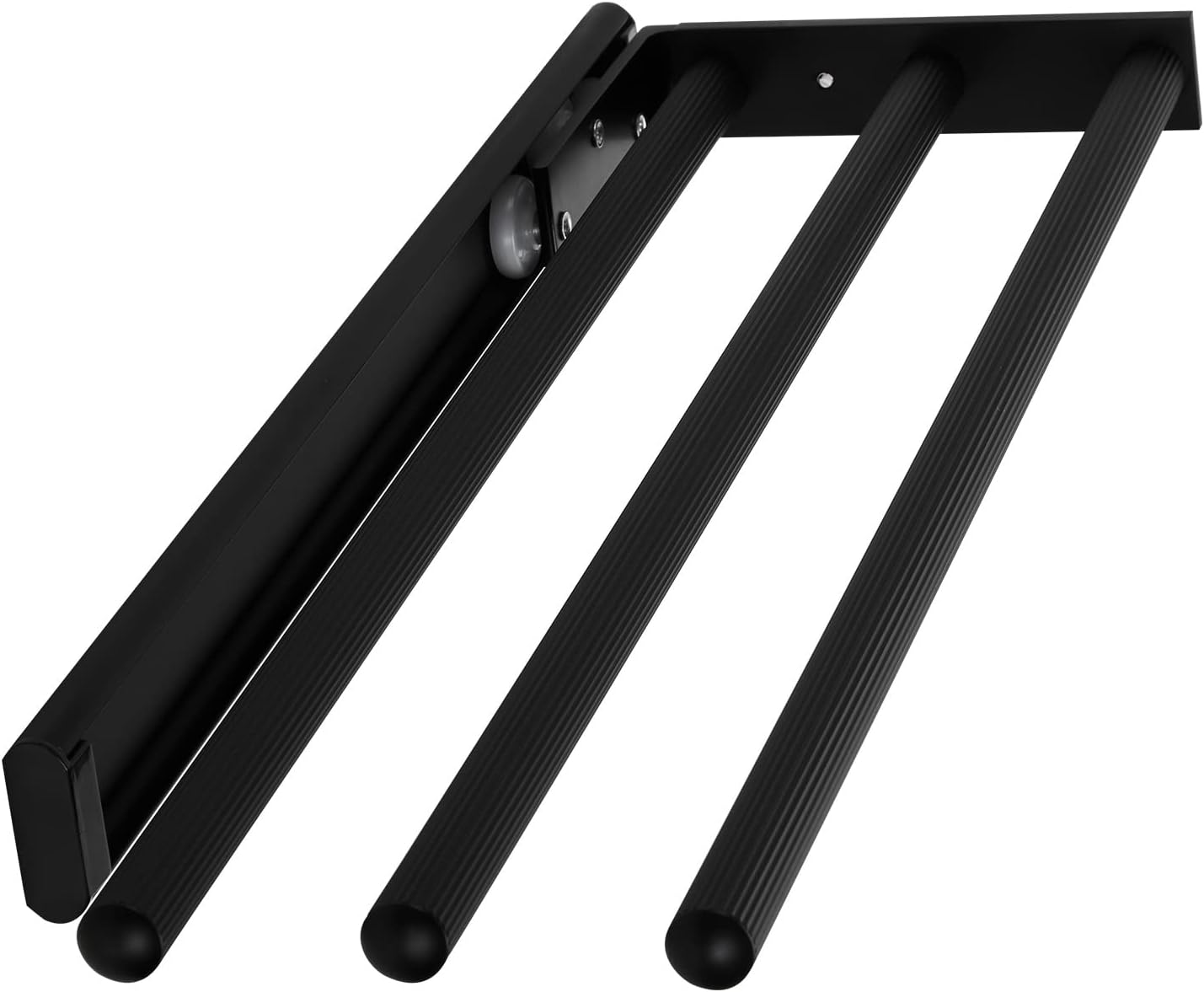 Teleskop-Handtuchstange, Schwarz Matt 3-armig 450 - 730 mm