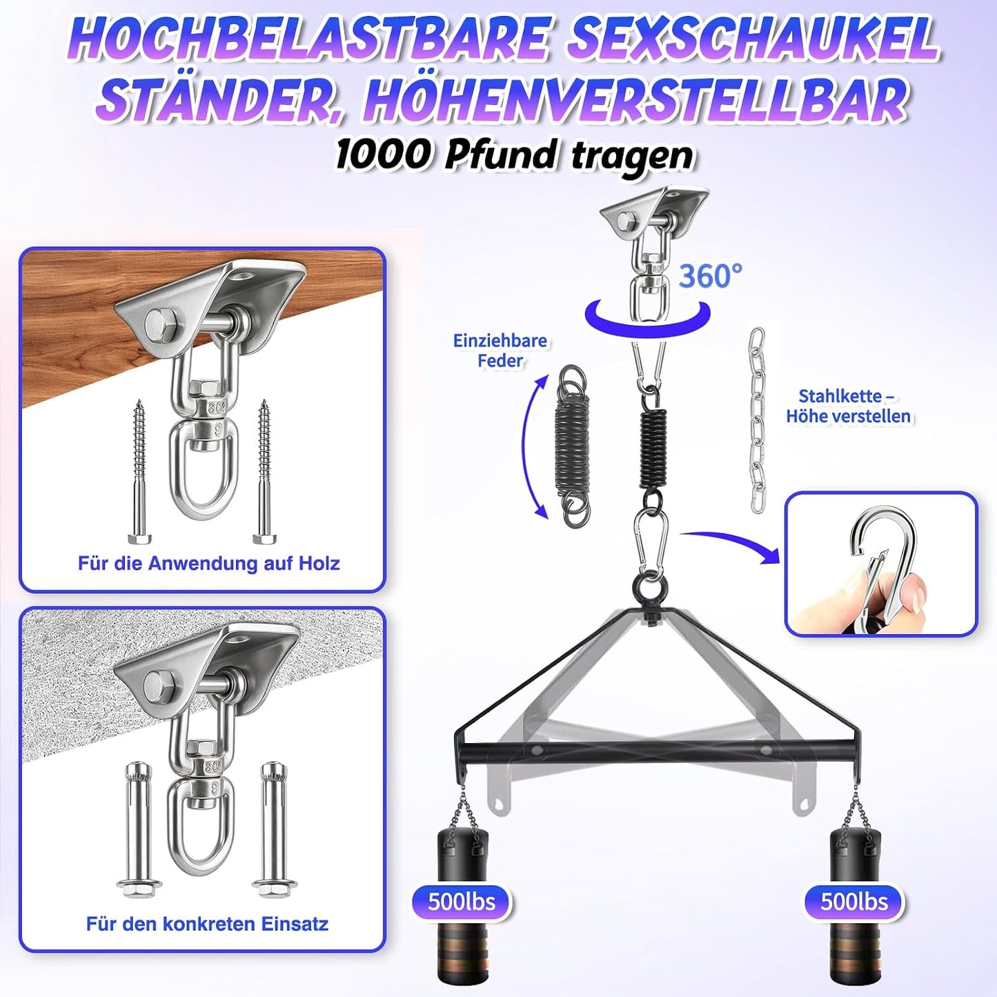 360° Drehbare Liebesschaukel für Paare, Belastbar bis 360kg