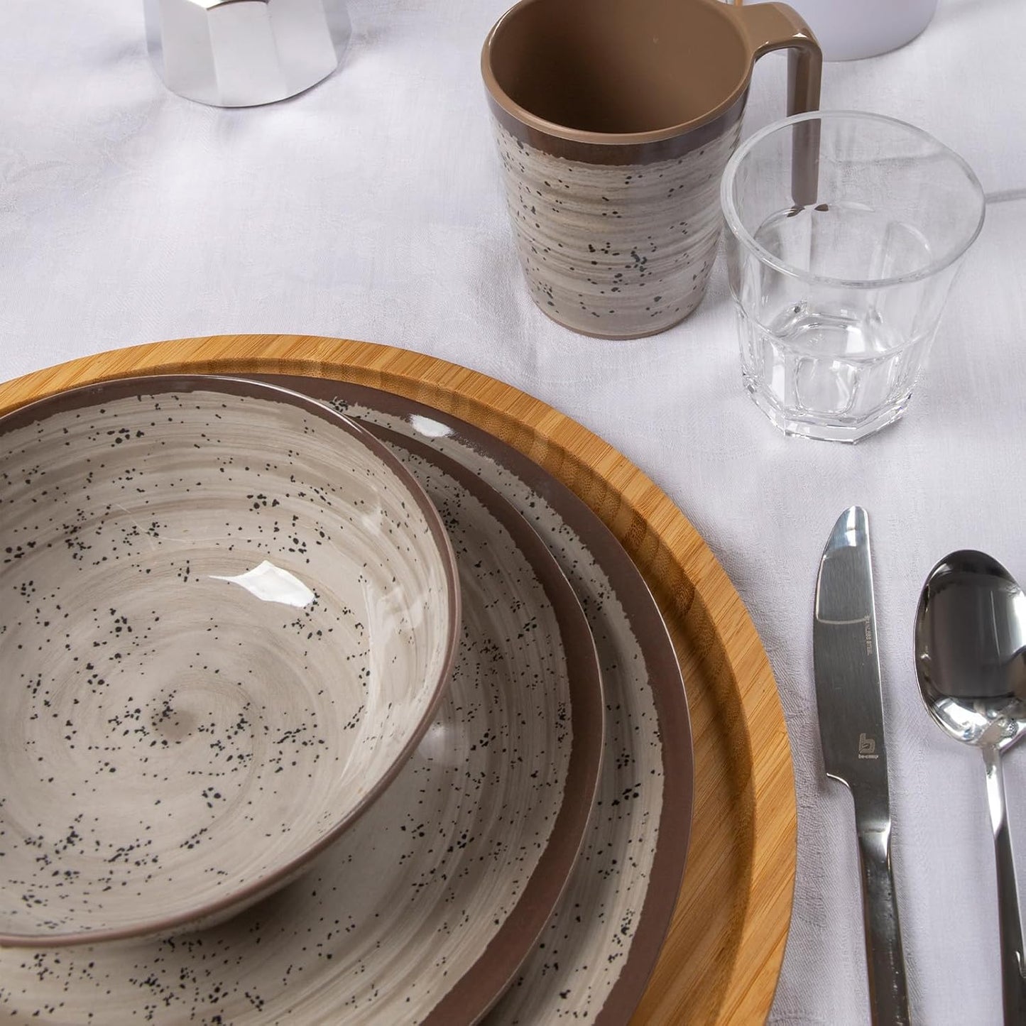 Melamin Geschirr Set, Beige