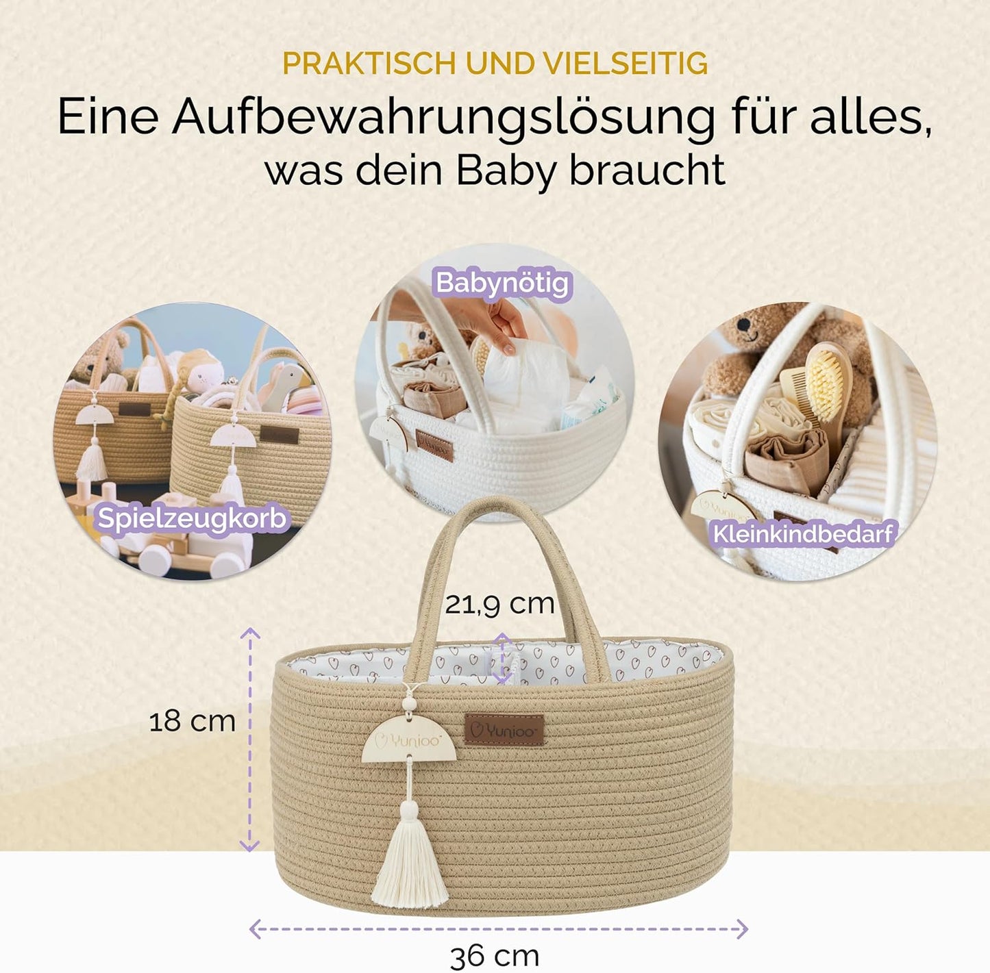 Wickel Organizer für Wickelutensilien, Creme