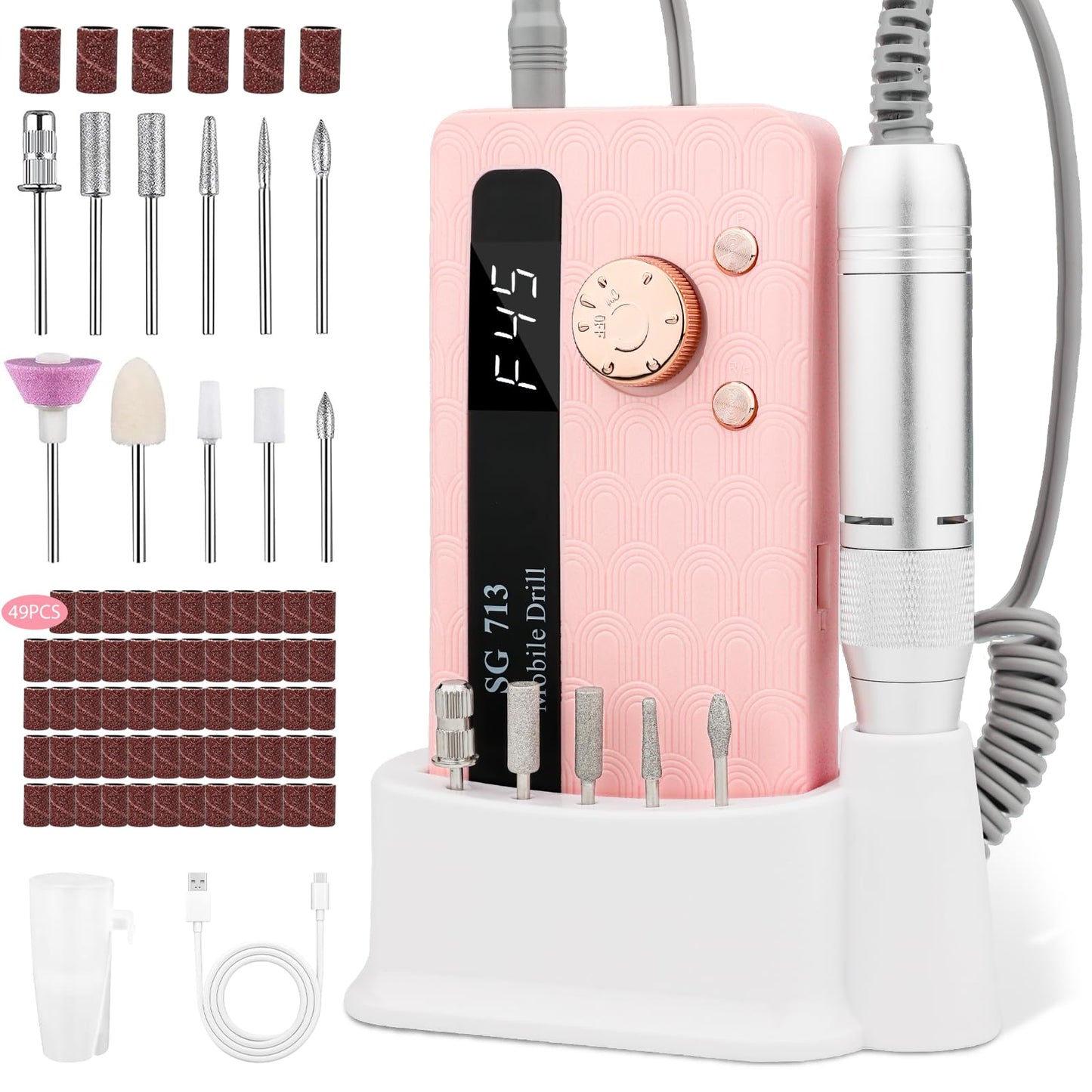 Elektrische Nagelfräse mit LED Display, 45000U/Min