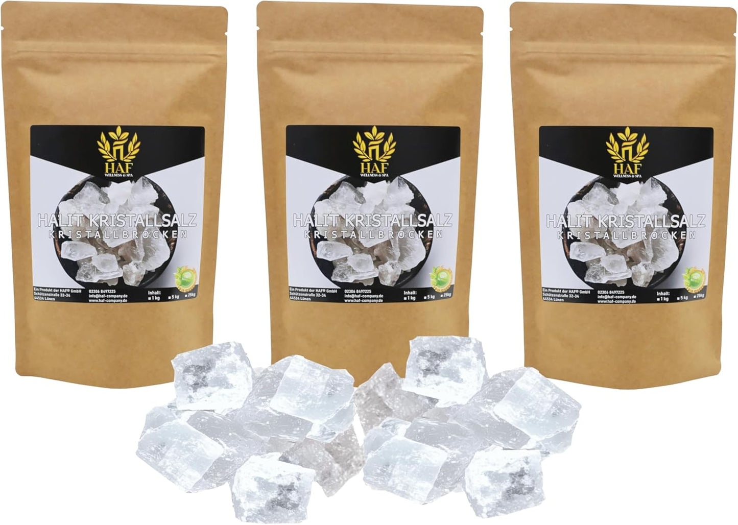3 x 1 kg Halit Salzbrocken-Set, 3 x 1 kg