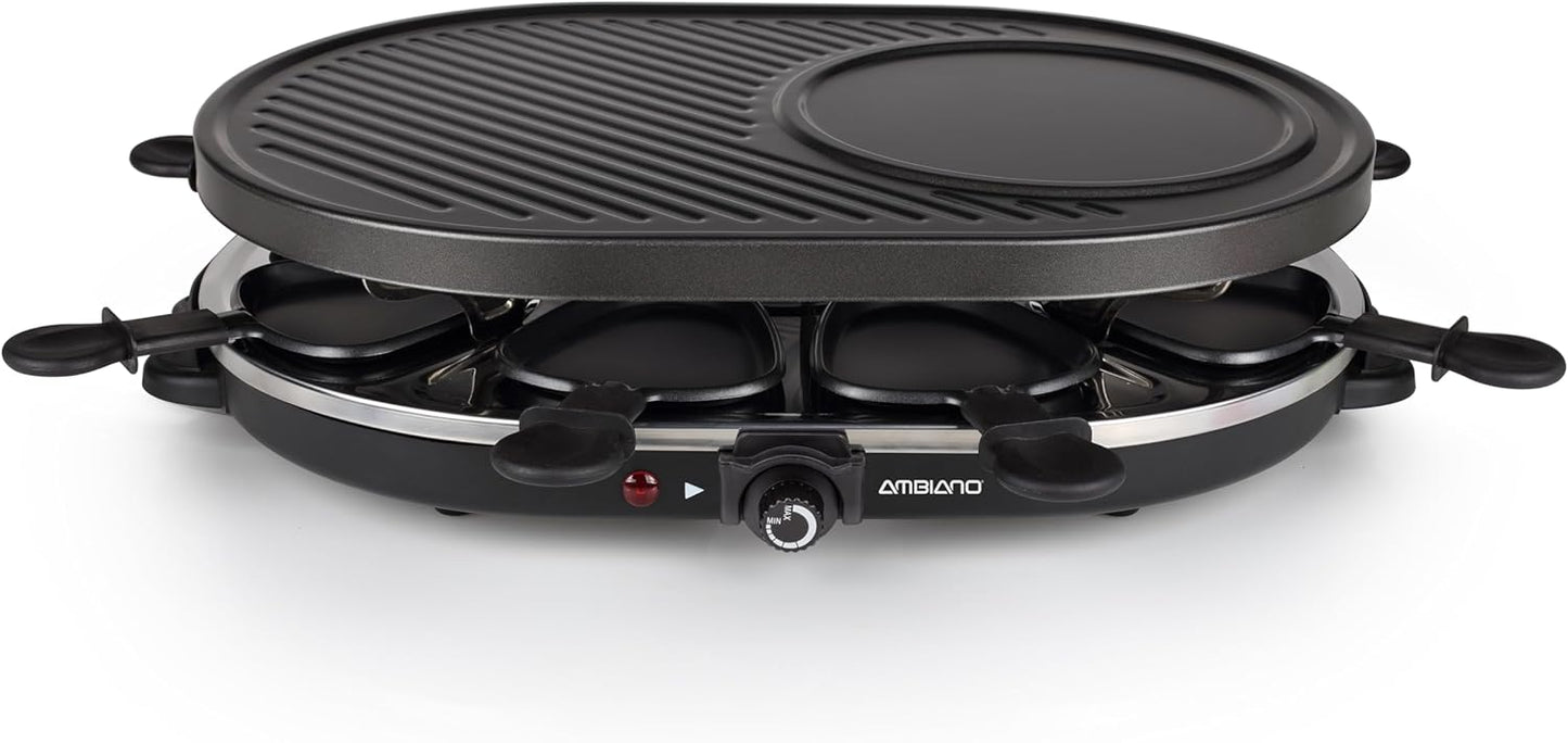Raclette-Grill für 8 Personen mit Crêpe-Form, 8 Schwarz