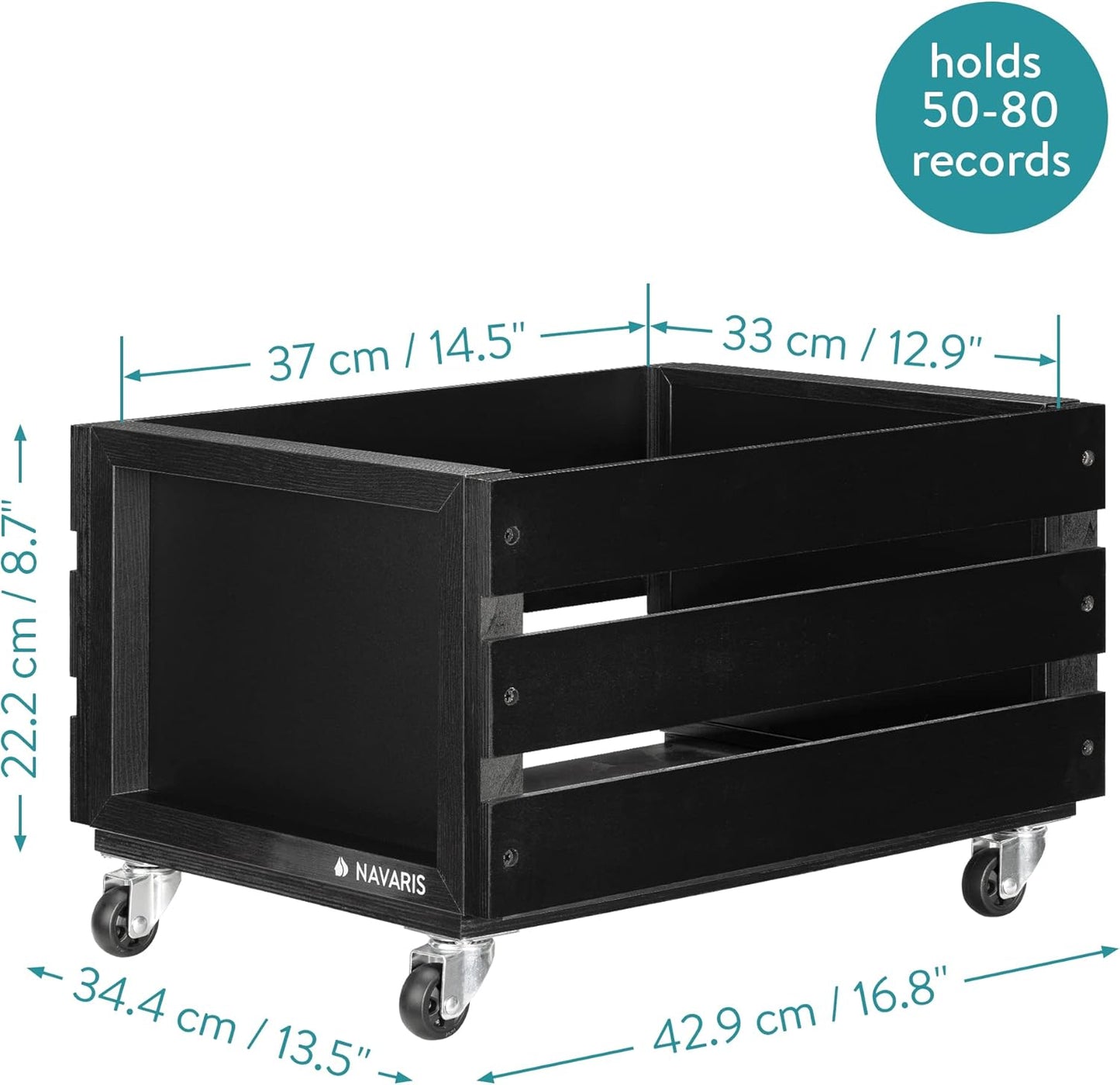 Schallplatten-Kiste mit Kreidetafel, Schwarz