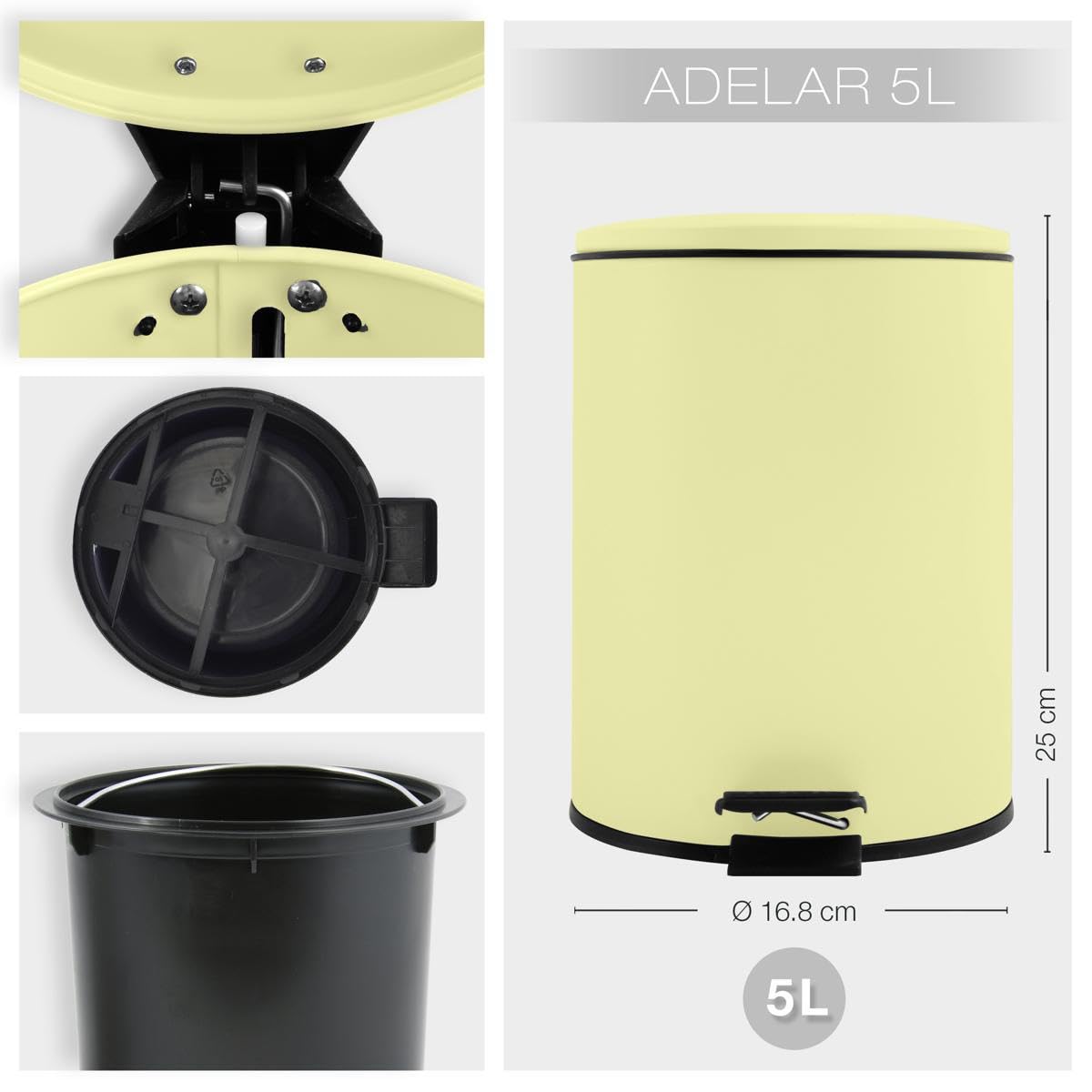 Kosmetikeimer Adelar, Gelb Matt 5L