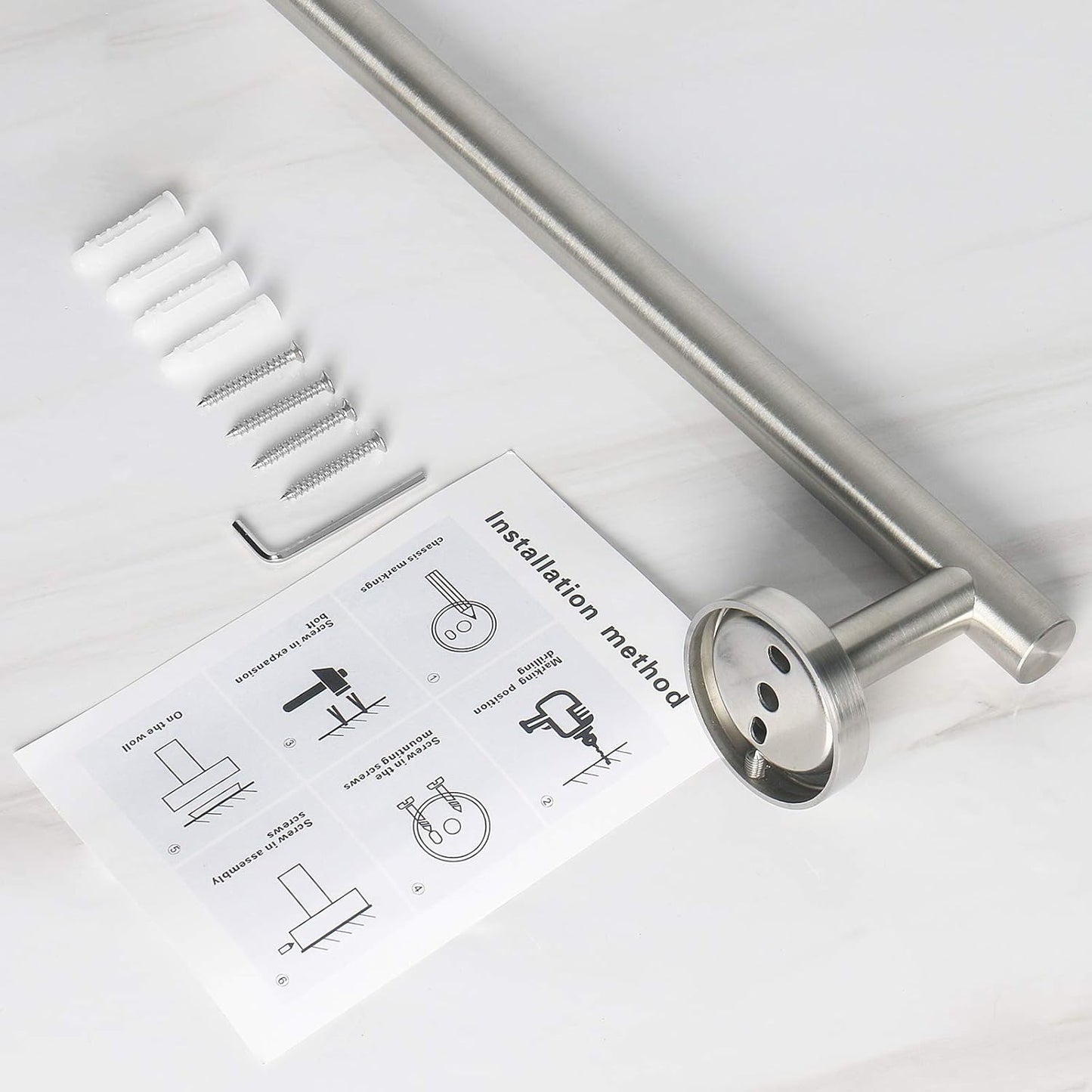Badezimmer-Handtuchstange zur Wandmontage, 1 Packung 16 Inch Gebürstetes Nickel