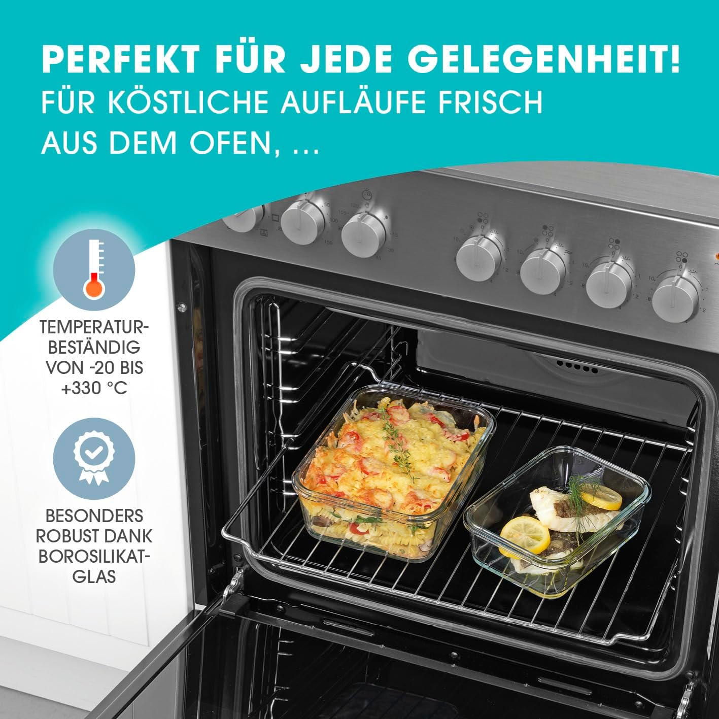 Frischhaltedosen Klick-it 8er Set, Gemischte Grössen, 8 Glas Dosen, Blau