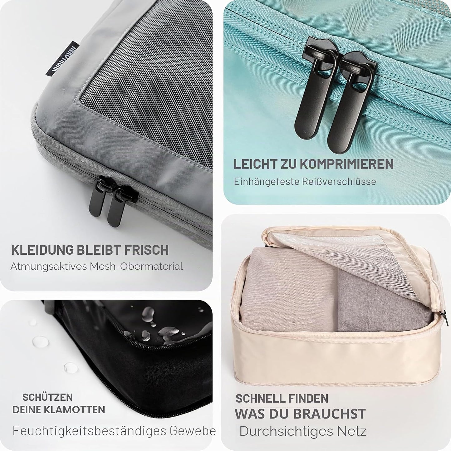 Kompressions-Verpackungswürfel-Set, 4-Pack Schwarz