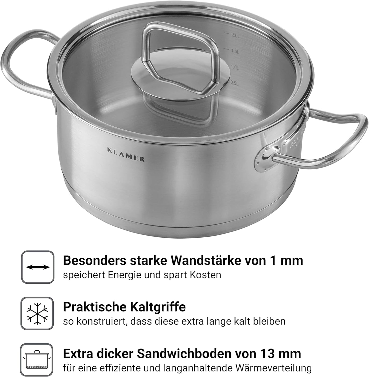 Topf-Set 5-tlig. mit Glasdeckel, 5-teilig