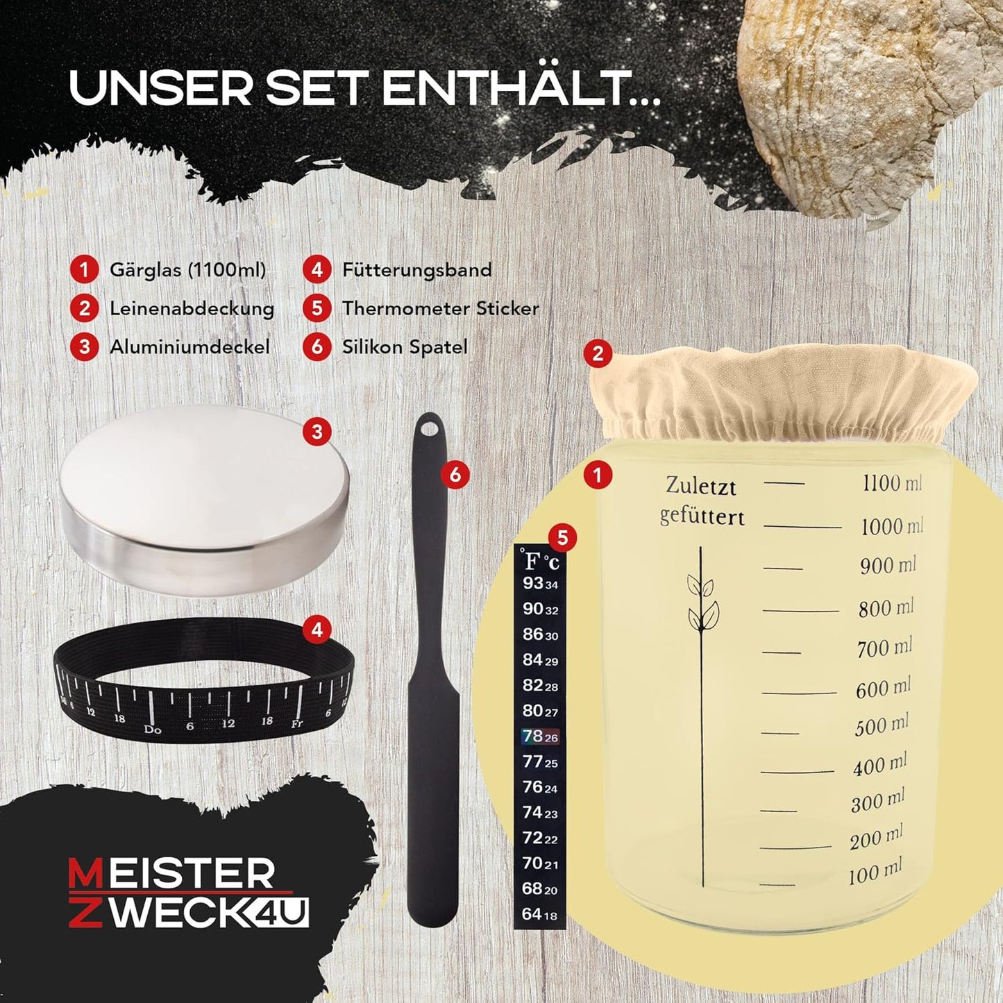 Sauerteig Starter Set zum Brot backen, 1er Set