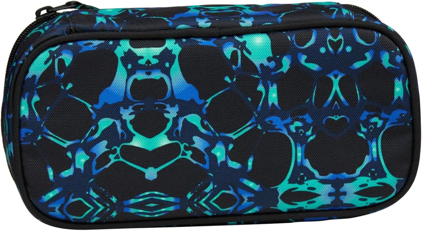 Schlamperbox mit Trennfach, Caleido Blue - Schwarz