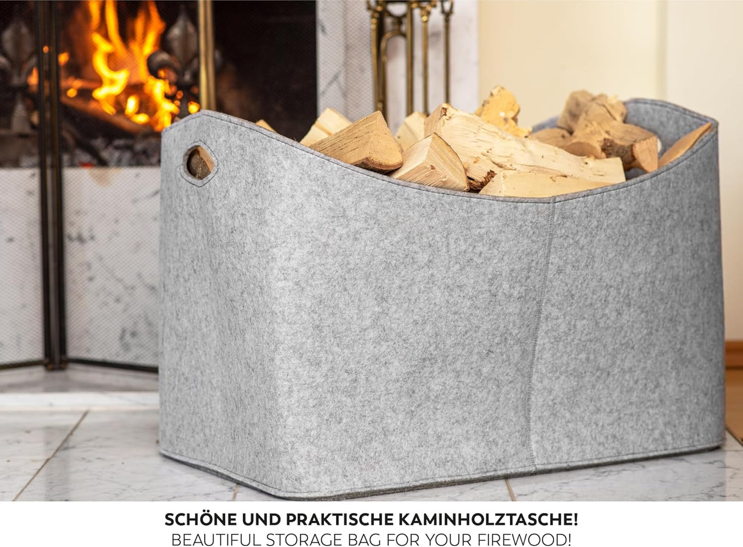 Kaminholztasche, Grau