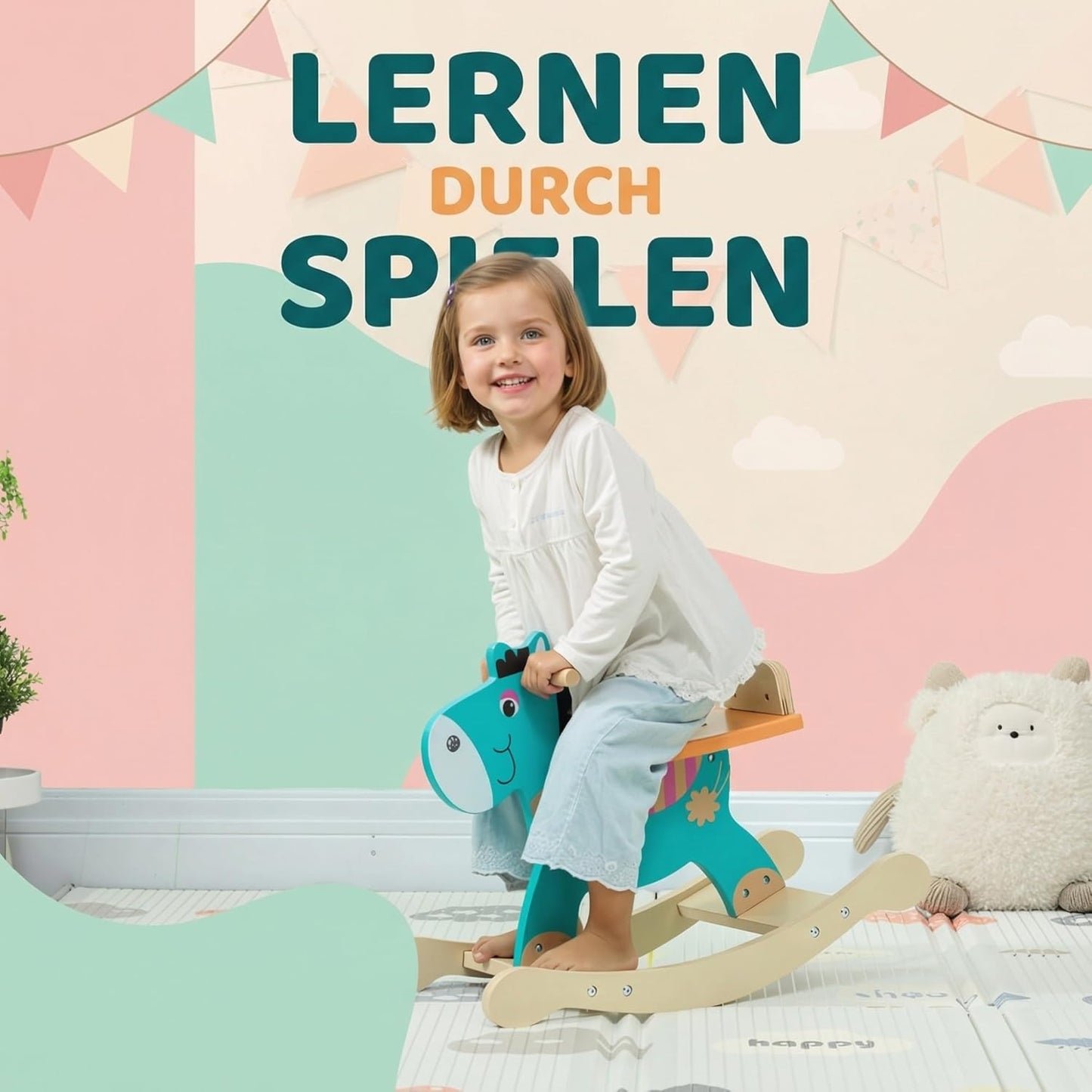 Schaukelpferd Esel, grün