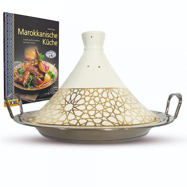 Tajine Set mit Kochbuch und Keramik Kochtopf (26 cm)