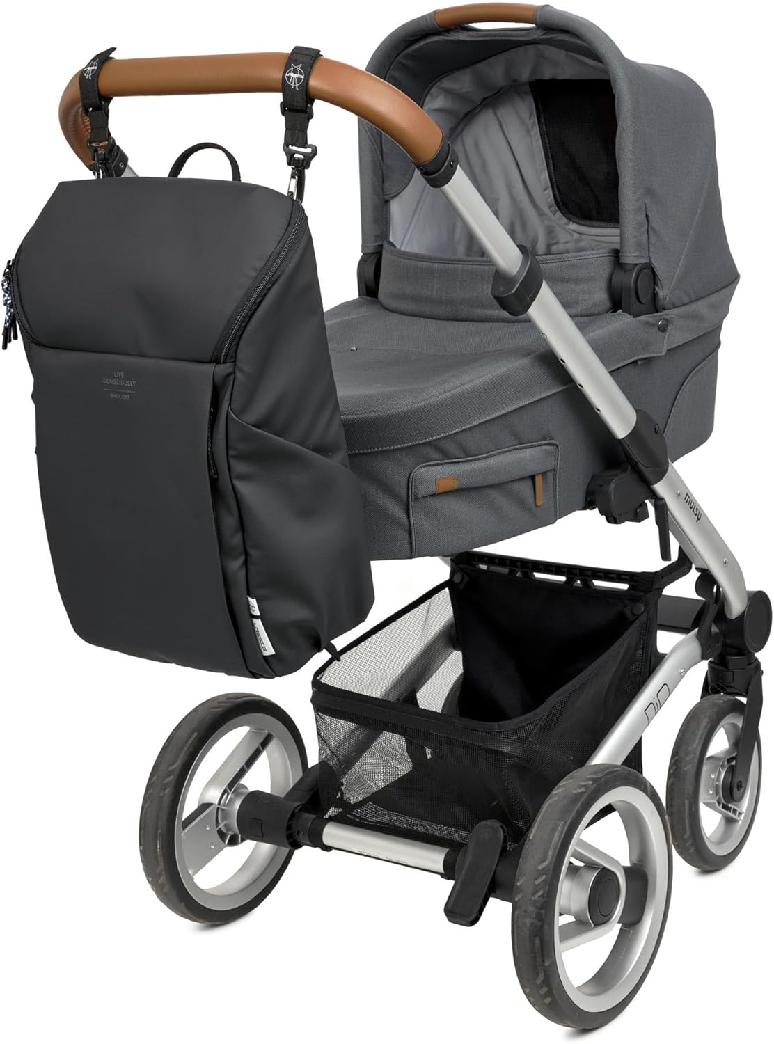 Wickelrucksack Slender Up mit Wickelunterlage & Flaschenhalter, Schwarz