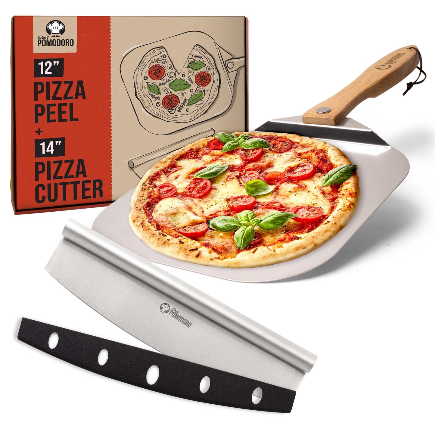 Pizzaschieber und -schneider, 30,5 x 35,6 cm (Set mit Schneider)