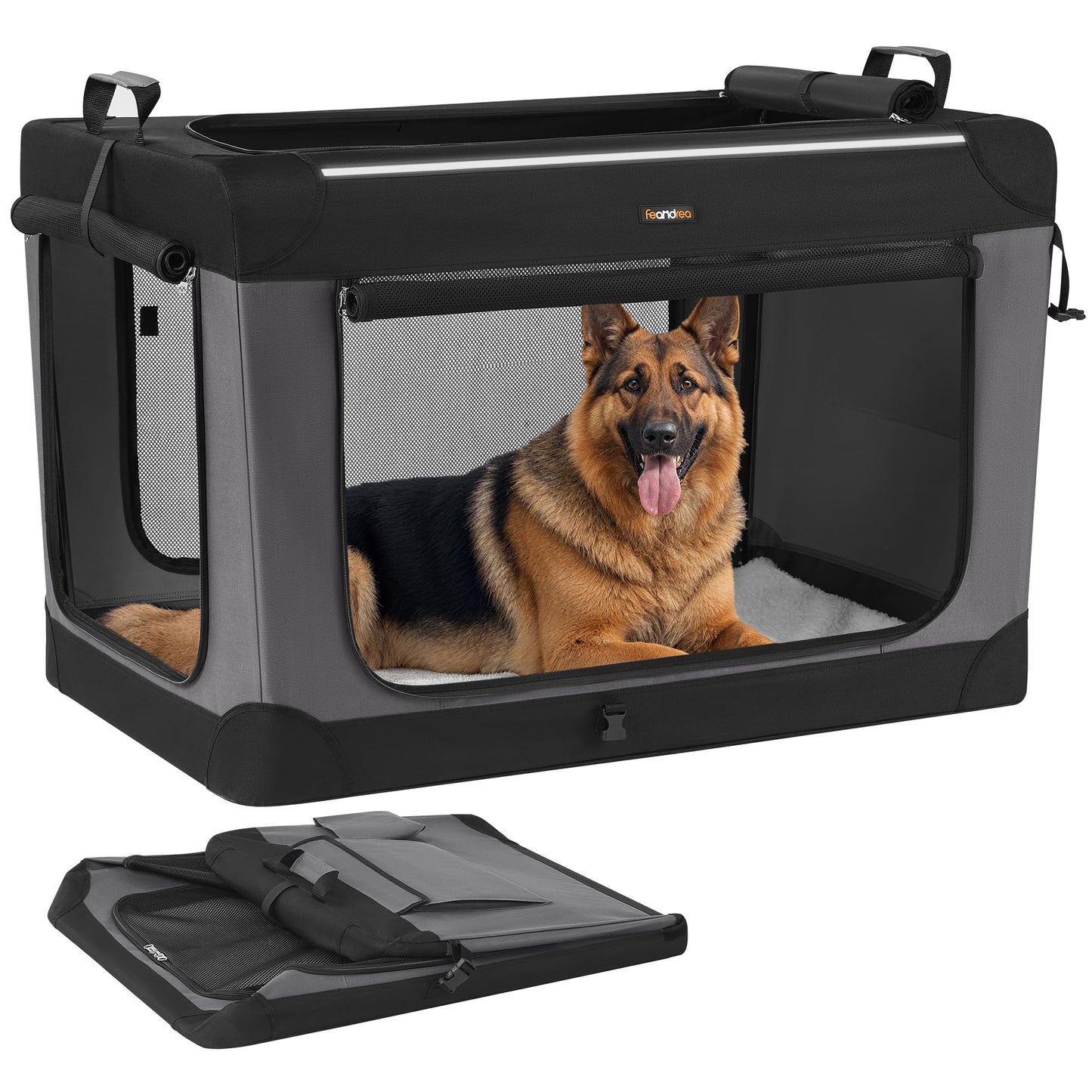 Faltbare Hundetransportbox mit Netztüren, PDC021B01, XXL (106,7 x 71,2 x 71,2 cm)