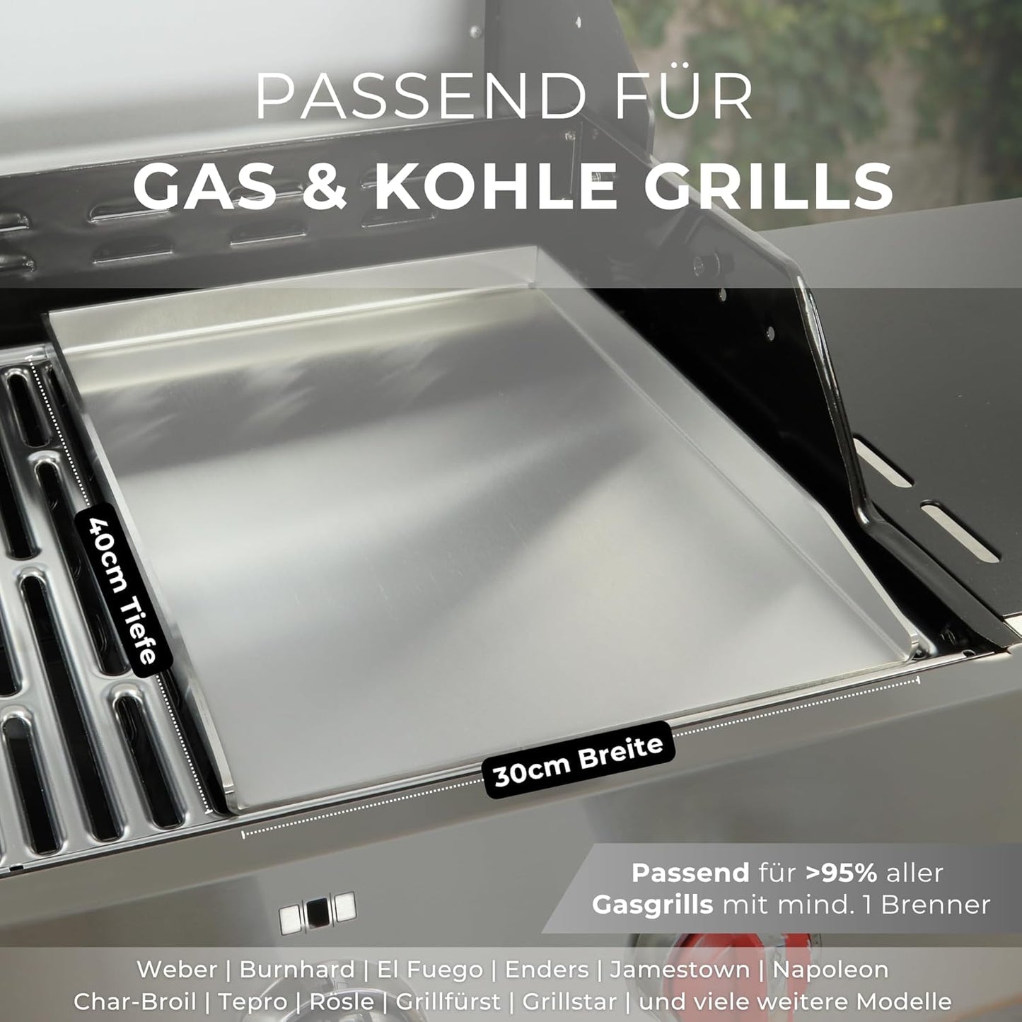 Grillplatte mit Smash Burger Zubehör-Set, Grillplatte 4mm + Smash Burger Set XXL