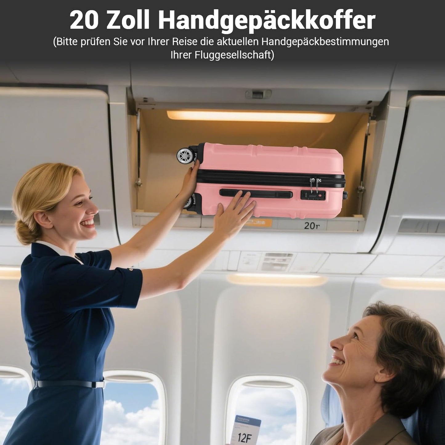 Hartschalenkoffer Trolley mit TSA-Schloss (52cm), M (52cm) Rosegold