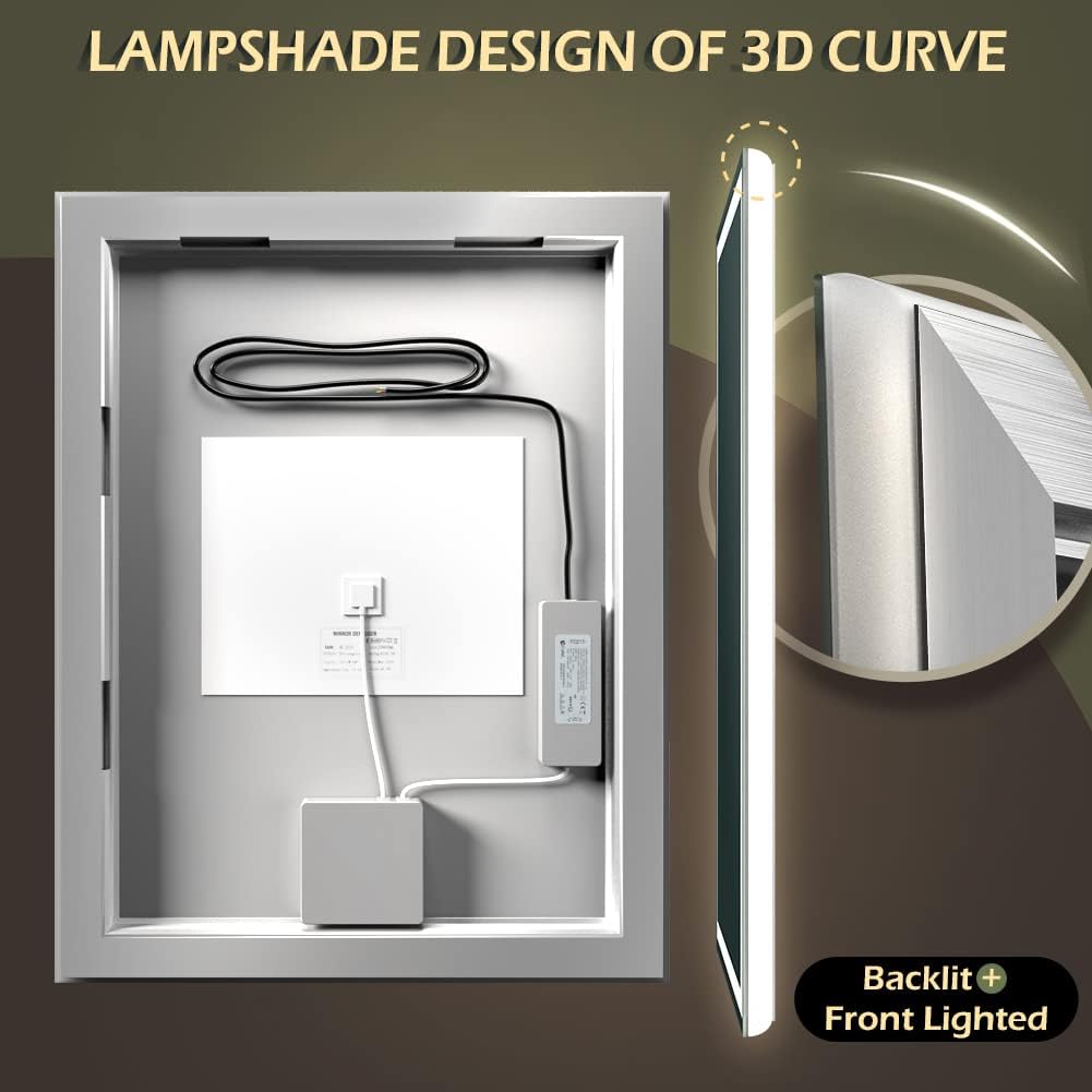 LED Badspiegel mit Anti-Fog, 70L x 50B cm