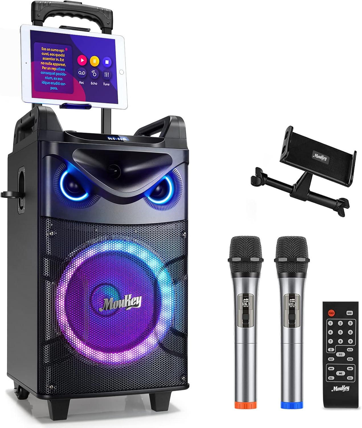 Karaoke-Anlage MK3016 mit Woofer & Mikrofonen, MK3016