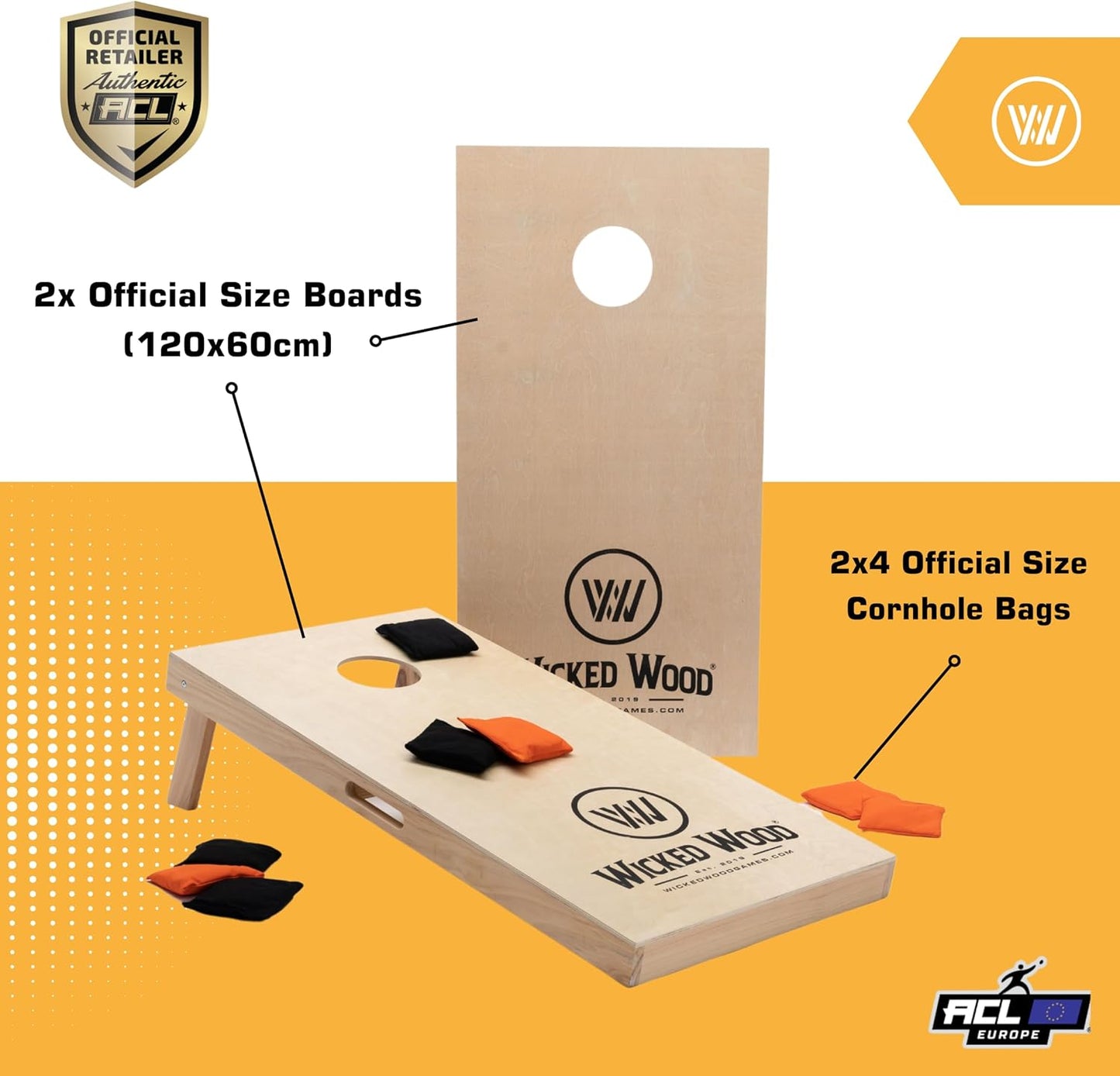 Cornhole Set 120x60 cm, Wicked Wood ACL REC 120x60 Cornhole Set