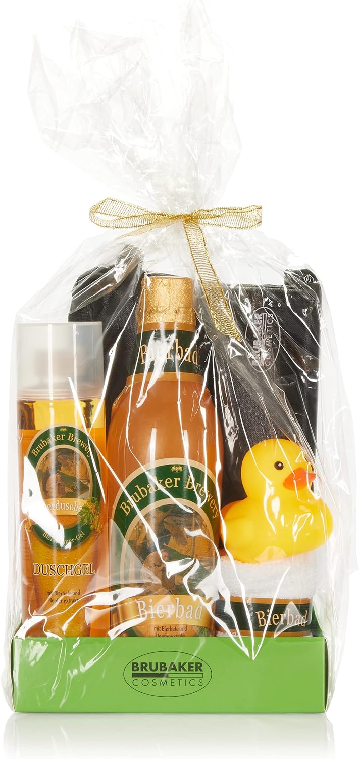 Bier Badeset Geschenkset mit Kulturbeutel & Ente