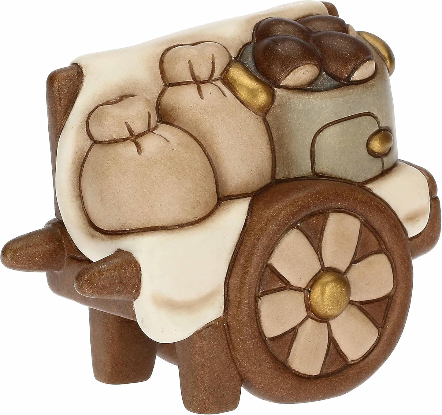 Keramik-Bollerwagen mit Kastanien für Weihnachtskrippe