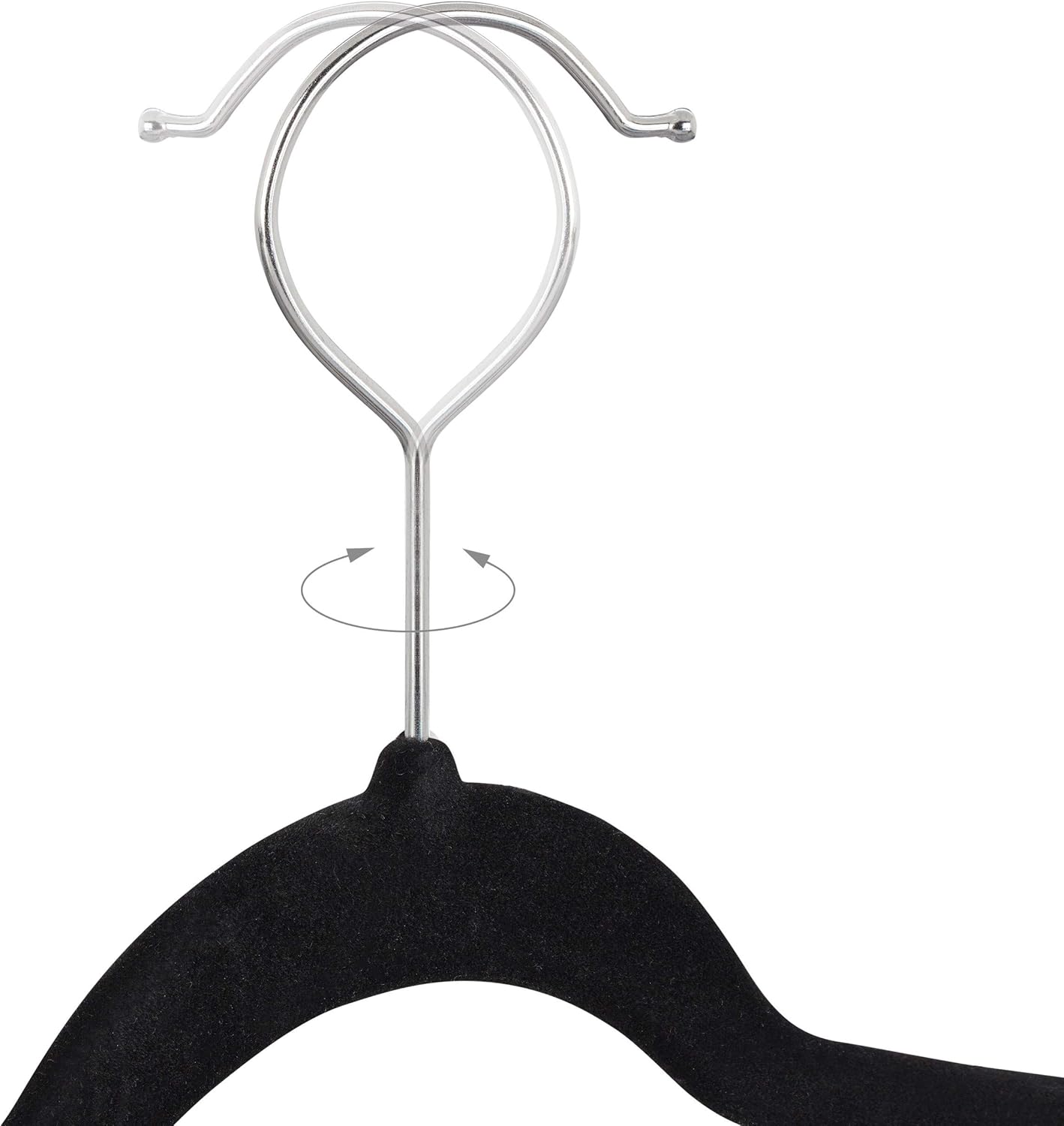 12er-Set Samtbügel mit Clips, 1 Schwarz, Silber 12er Pack