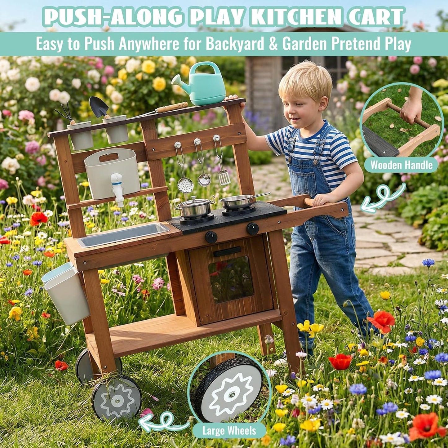 Outdoor-Matschküche mit Rädern und Zubehör