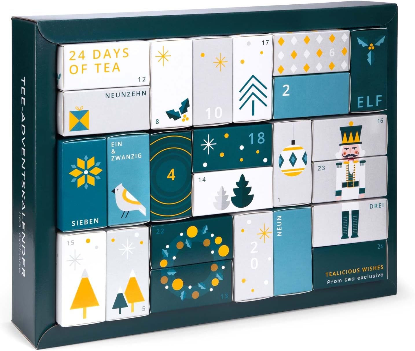 Tee-Adventskalender mit 24 Pyramidenbeuteln, Green Edition - Pyramidenbeutel
