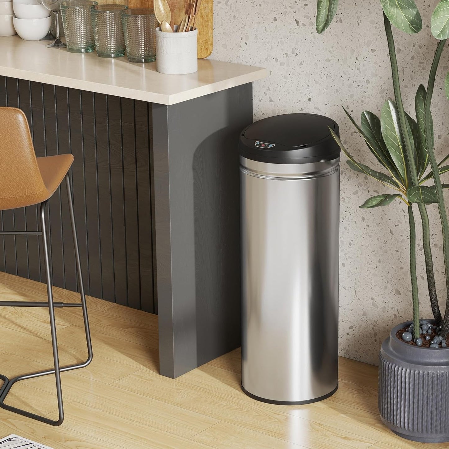 Sensor-Mülleimer, 50 L Silber