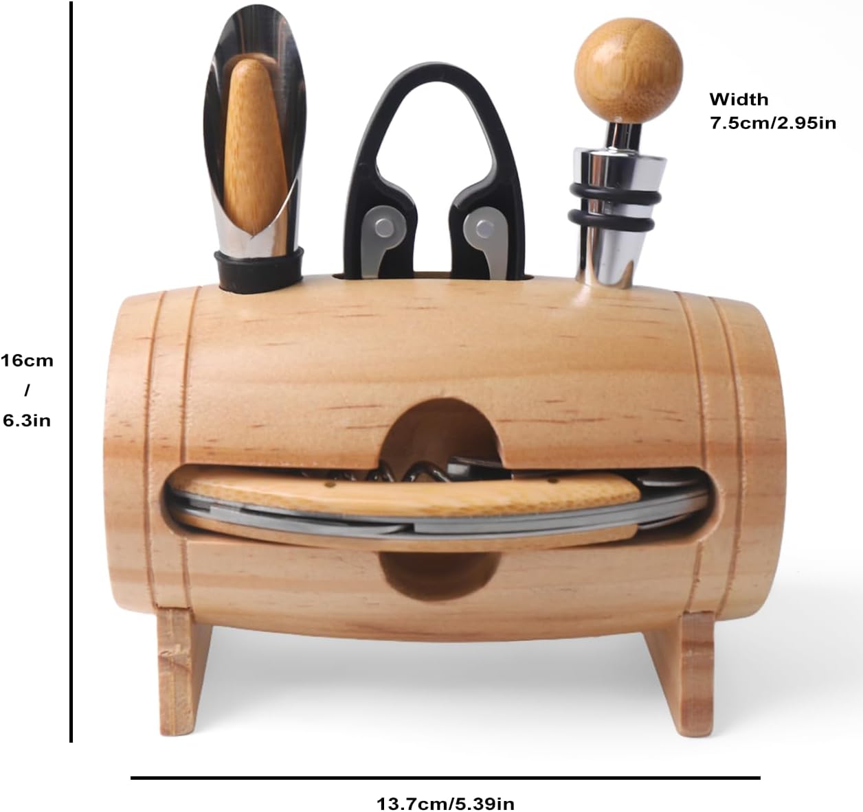 5-teiliges Sommelier Set in Fassform, Barrel 01