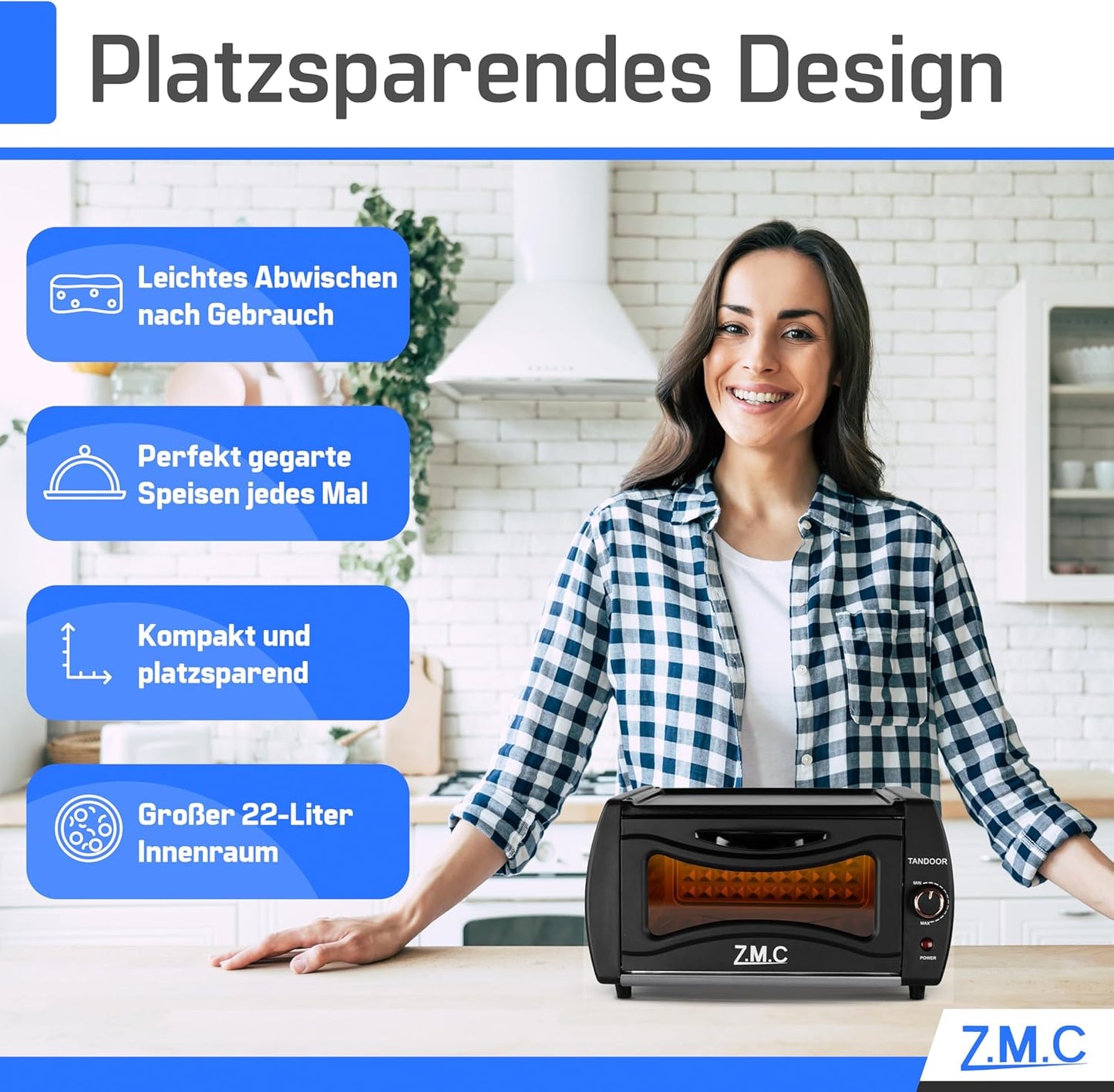 Mini Tandoor/ Minibackofen, 22L, mit Backblech und Grillrost