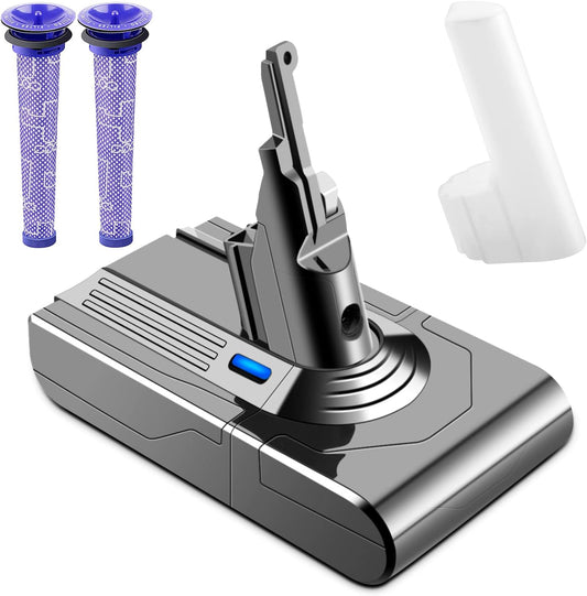 Ersatzakku für Dyson V8 mit 2 Filtern, V8 4500mAh Akku - 2 Stück Filter