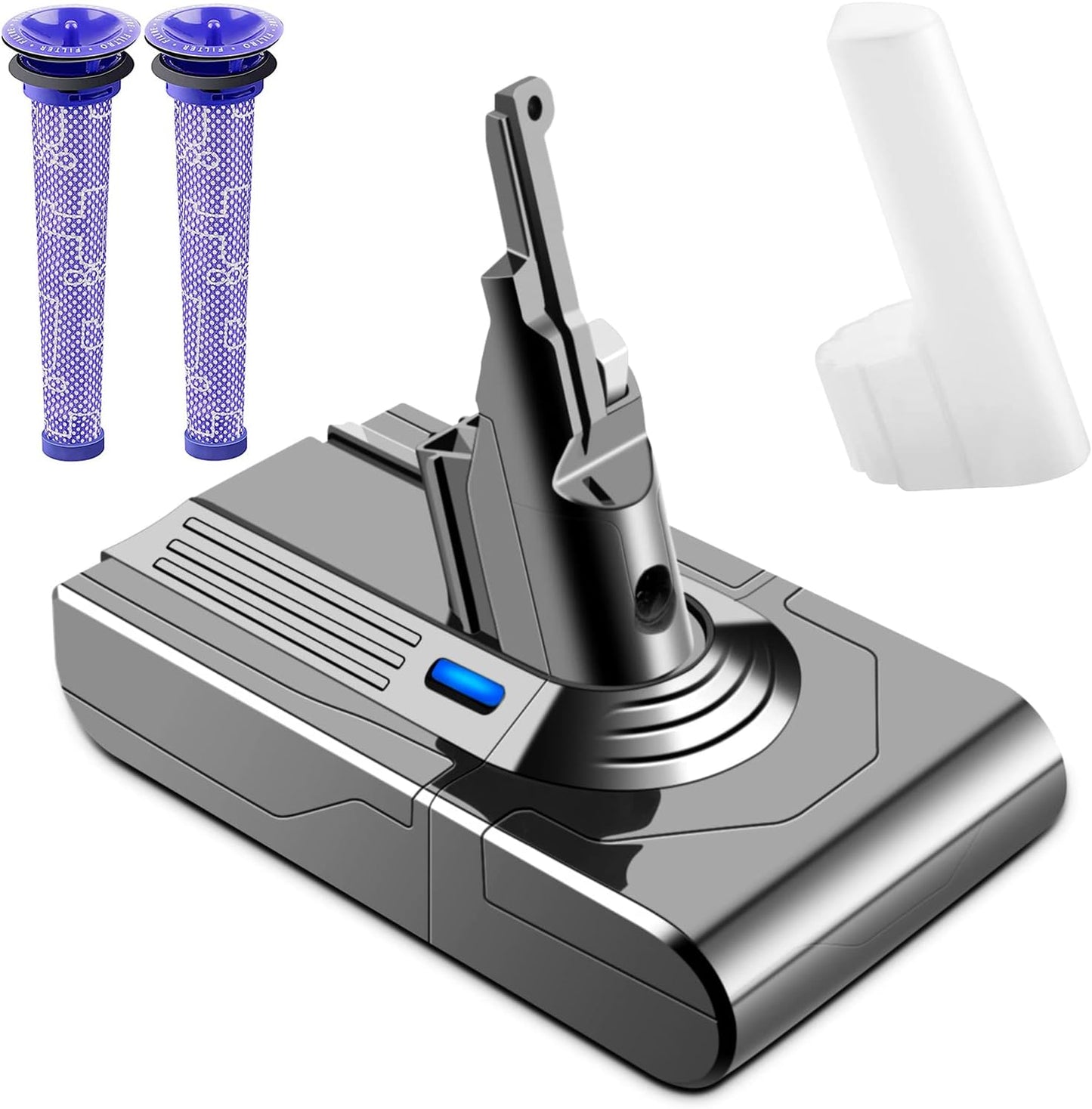 Ersatzakku für Dyson V8 mit 2 Filtern, V8 4500mAh Akku - 2 Stück Filter