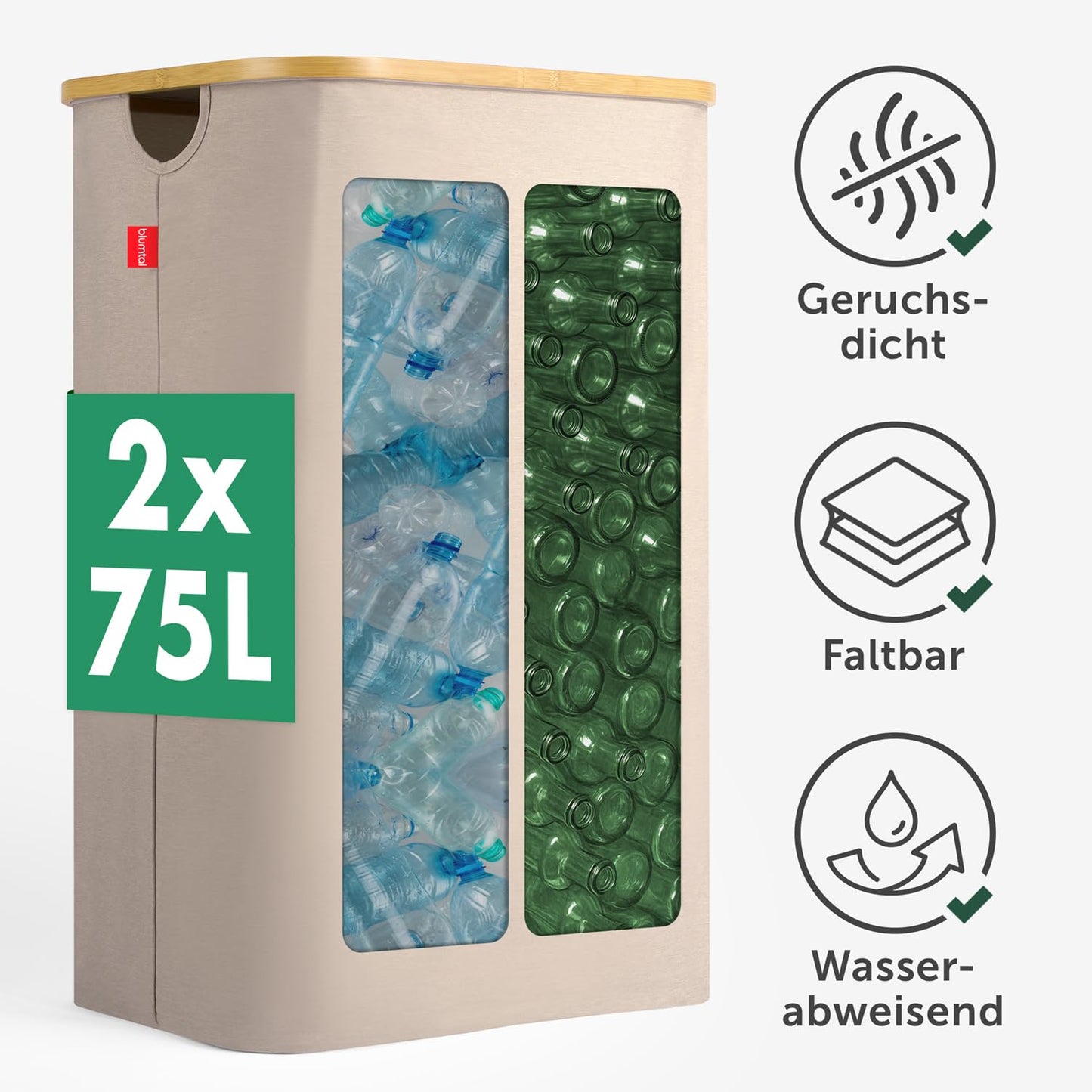 Pfandflaschen Sammelbehälter, Beige Pfandflaschensammler - 150L