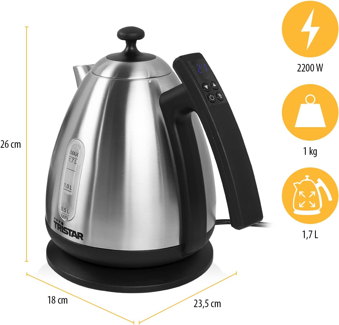 Wasserkocher WK-3403, 1,7 Liter 2200 Watt Single