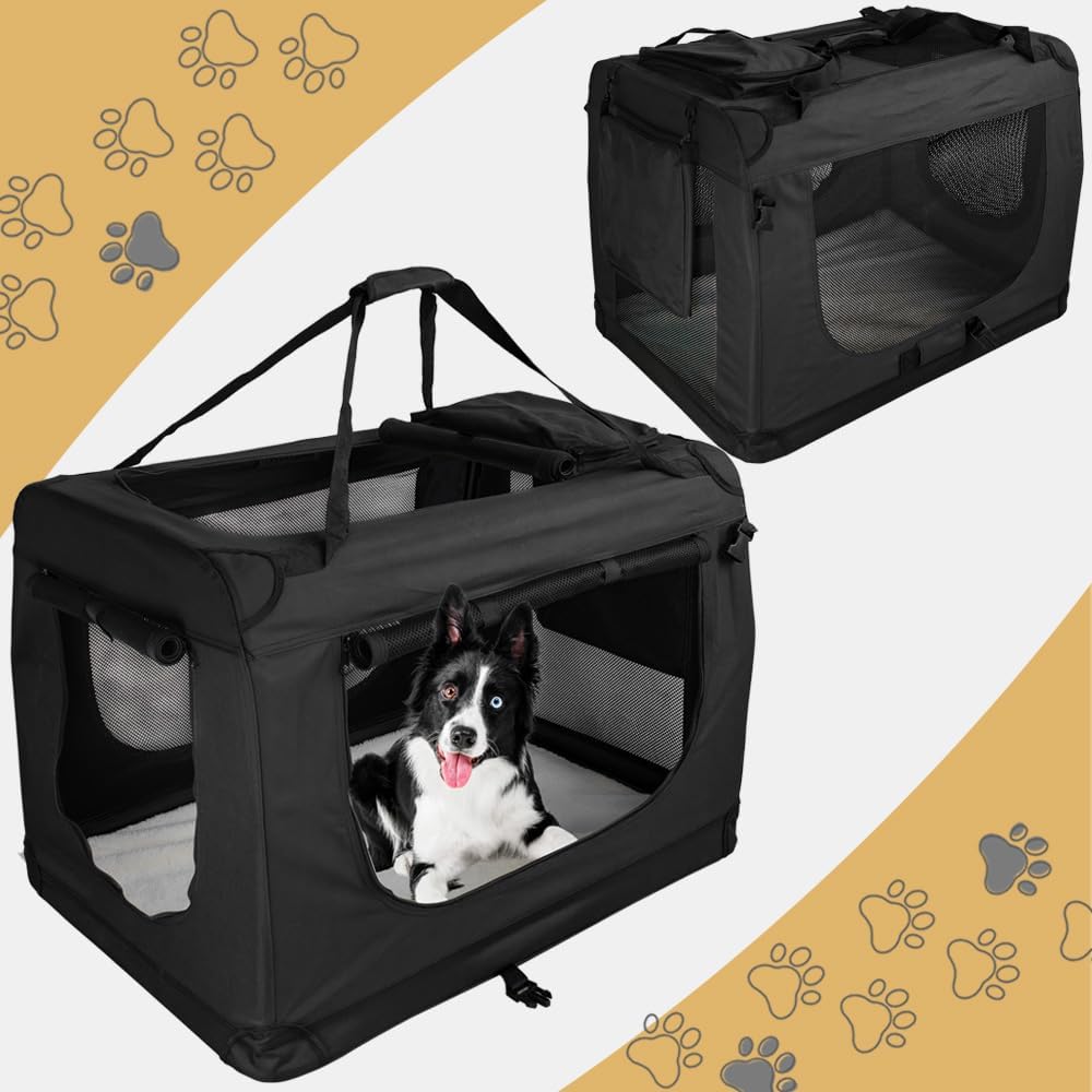 Faltbare Transportbox für Hunde, XL (82 x 57 x 58 cm) Schwarz